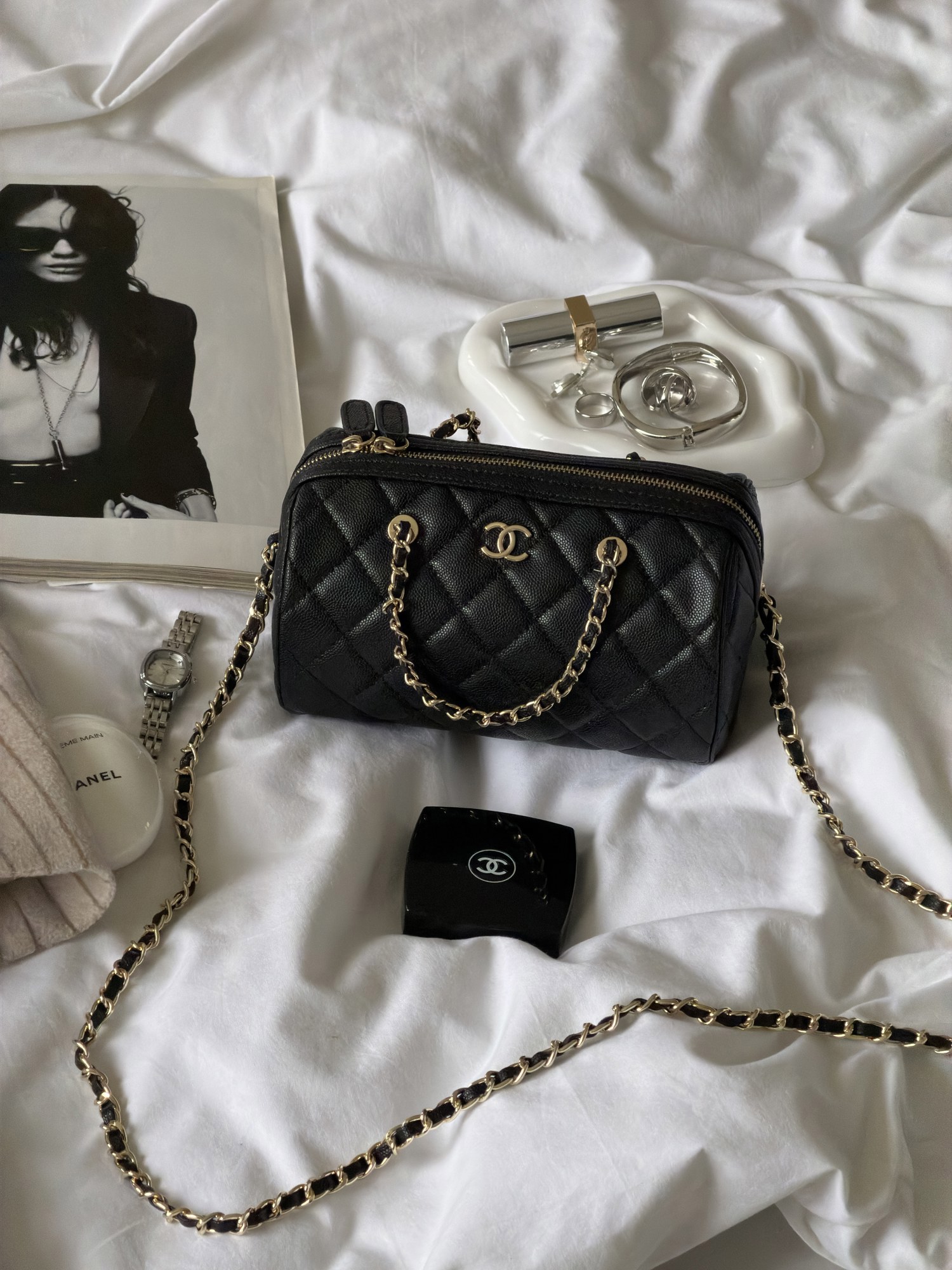 Chanel Mini Classic Bowling Bag Black - 14