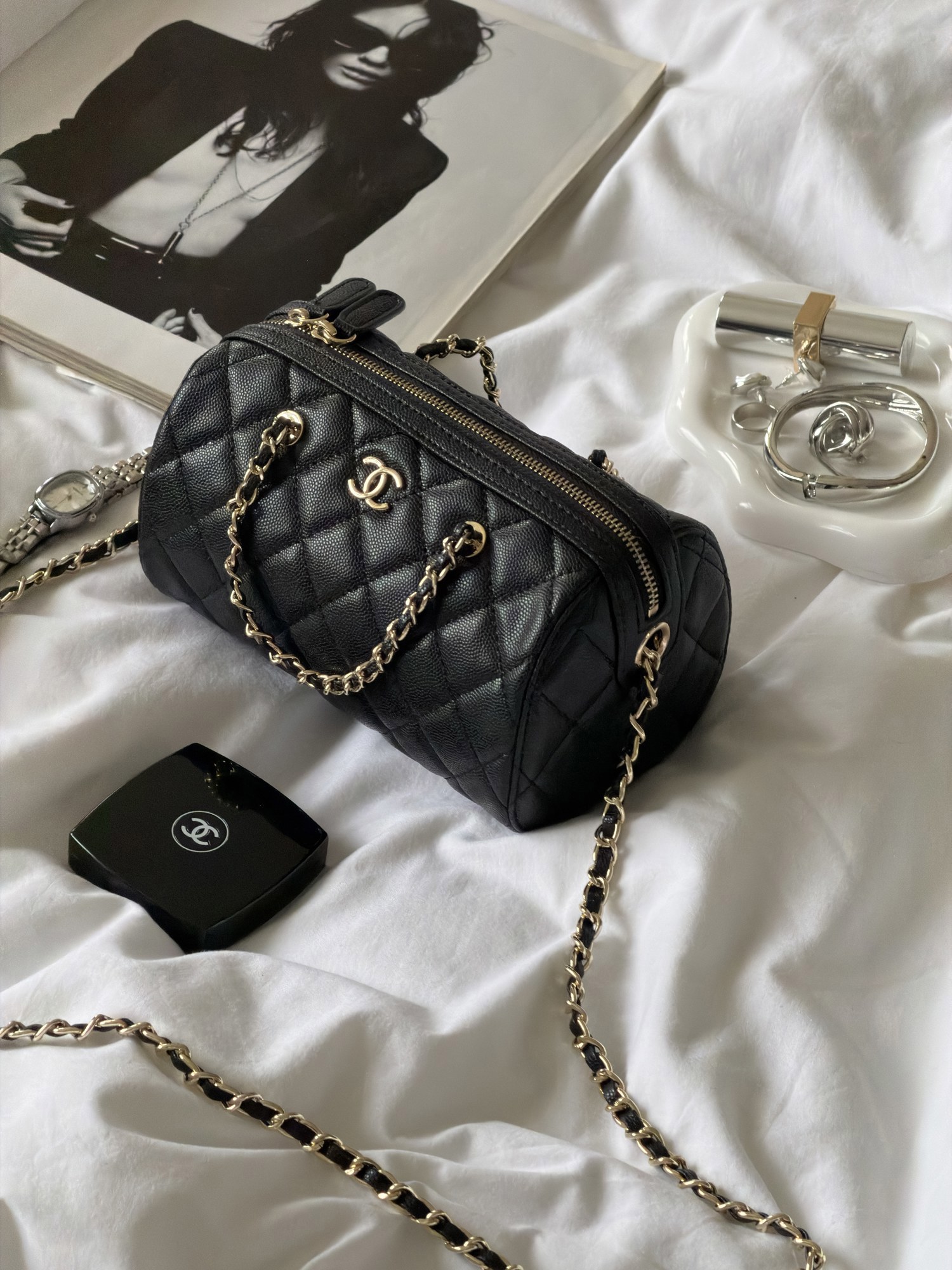 Chanel Mini Classic Bowling Bag Black - 15