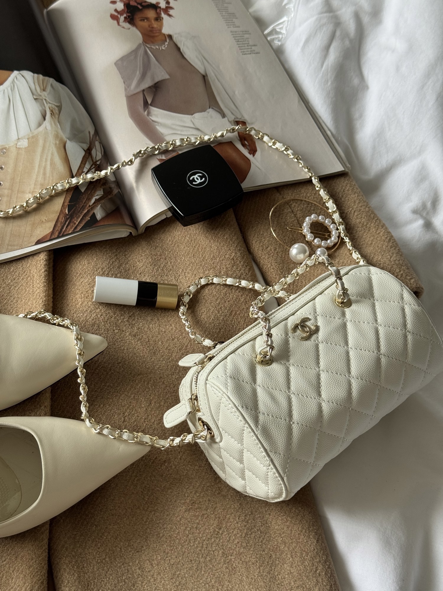 Chanel Mini Classic Bowling Bag Cream - 15