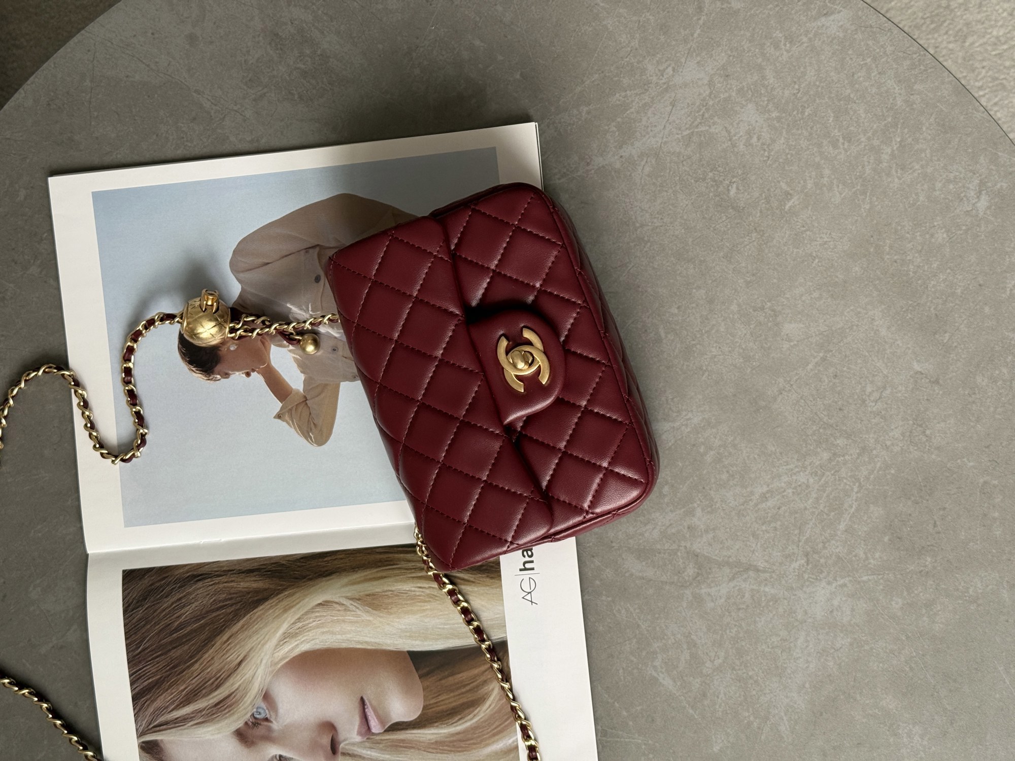 Chanel Mini Classic Single Flap in Burgundy/Gold - 13
