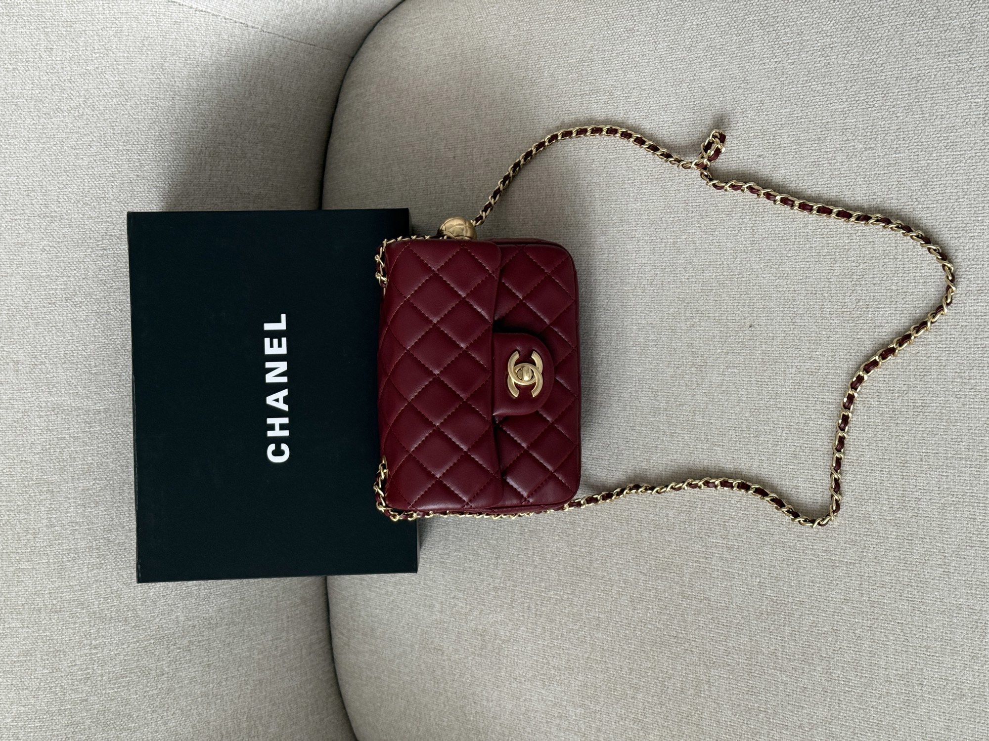 Chanel Mini Classic Single Flap in Burgundy/Gold - 14