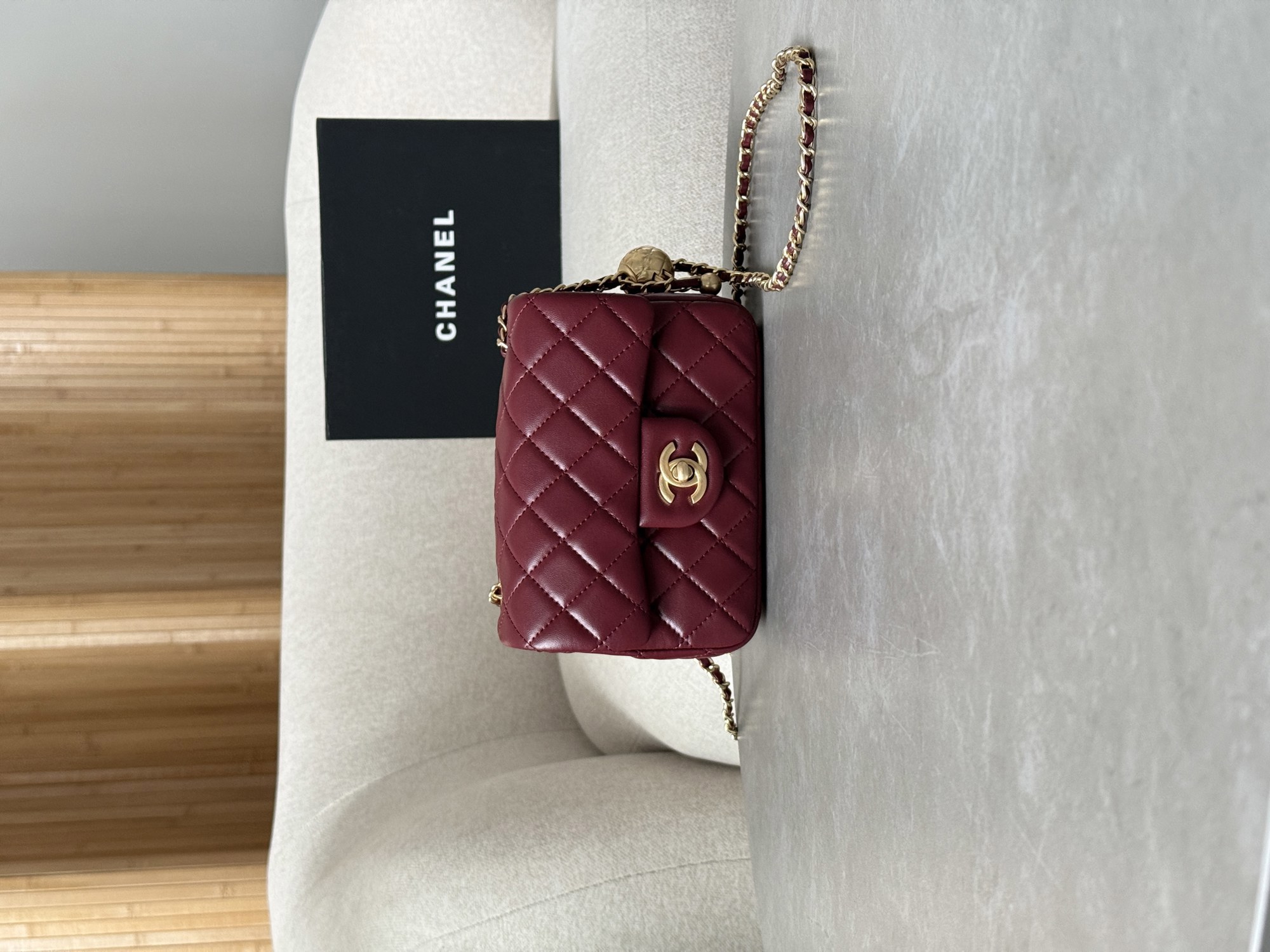 Chanel Mini Classic Single Flap in Burgundy/Gold - 12