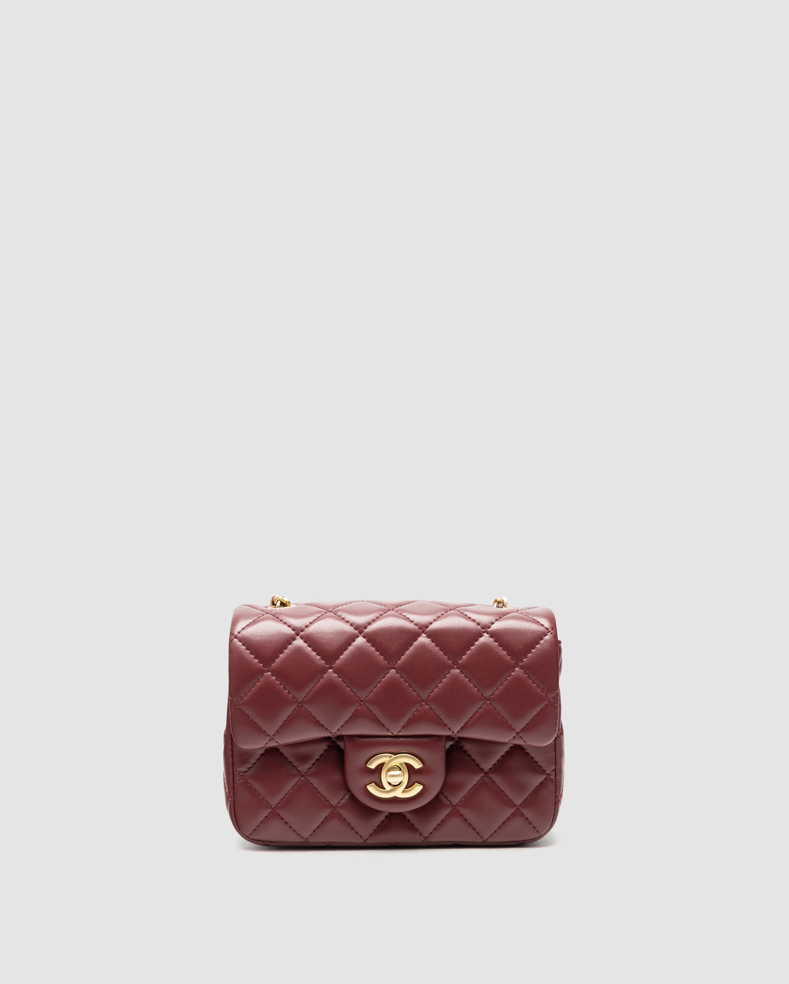 Chanel Mini Classic Single Flap in Burgundy/Gold - 2