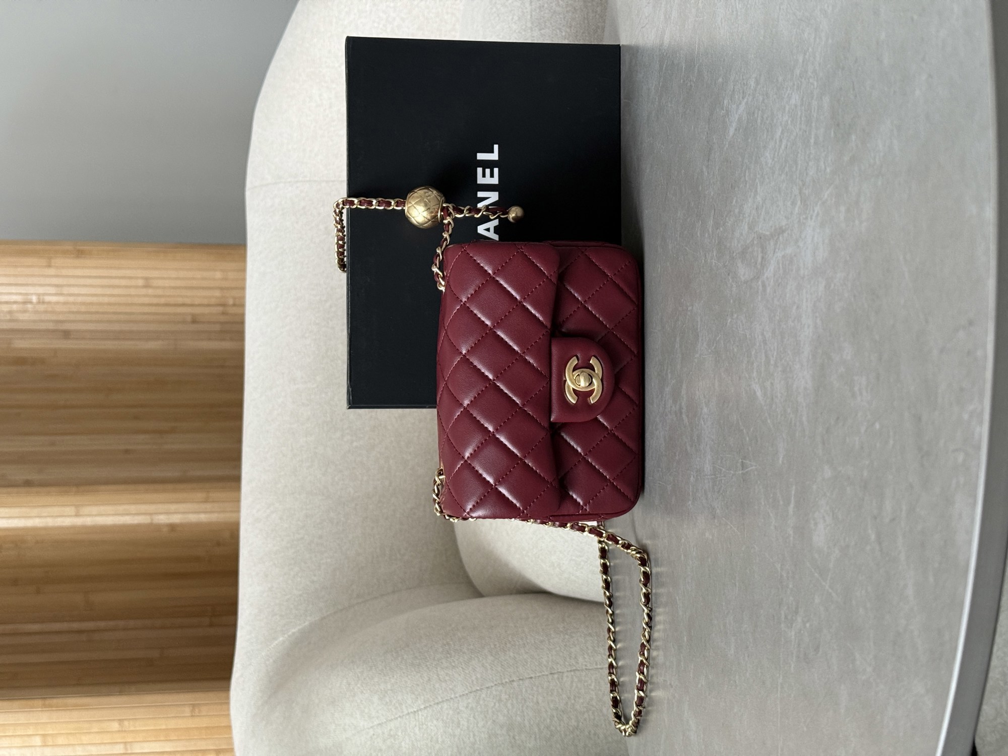 Chanel Mini Classic Single Flap in Burgundy/Gold - 8