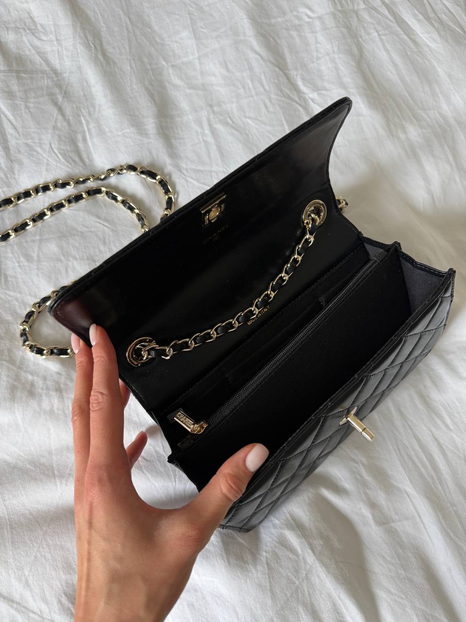 Chanel Mini Flap Bag with Top Handle Lambskin Black - 10