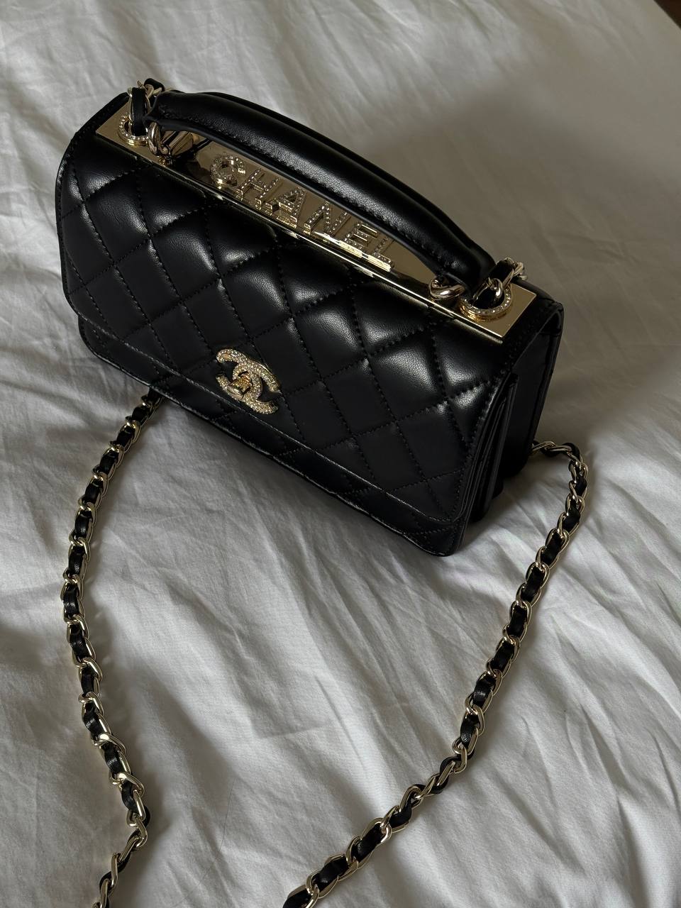 Chanel Mini Flap Bag with Top Handle Lambskin Black - 7