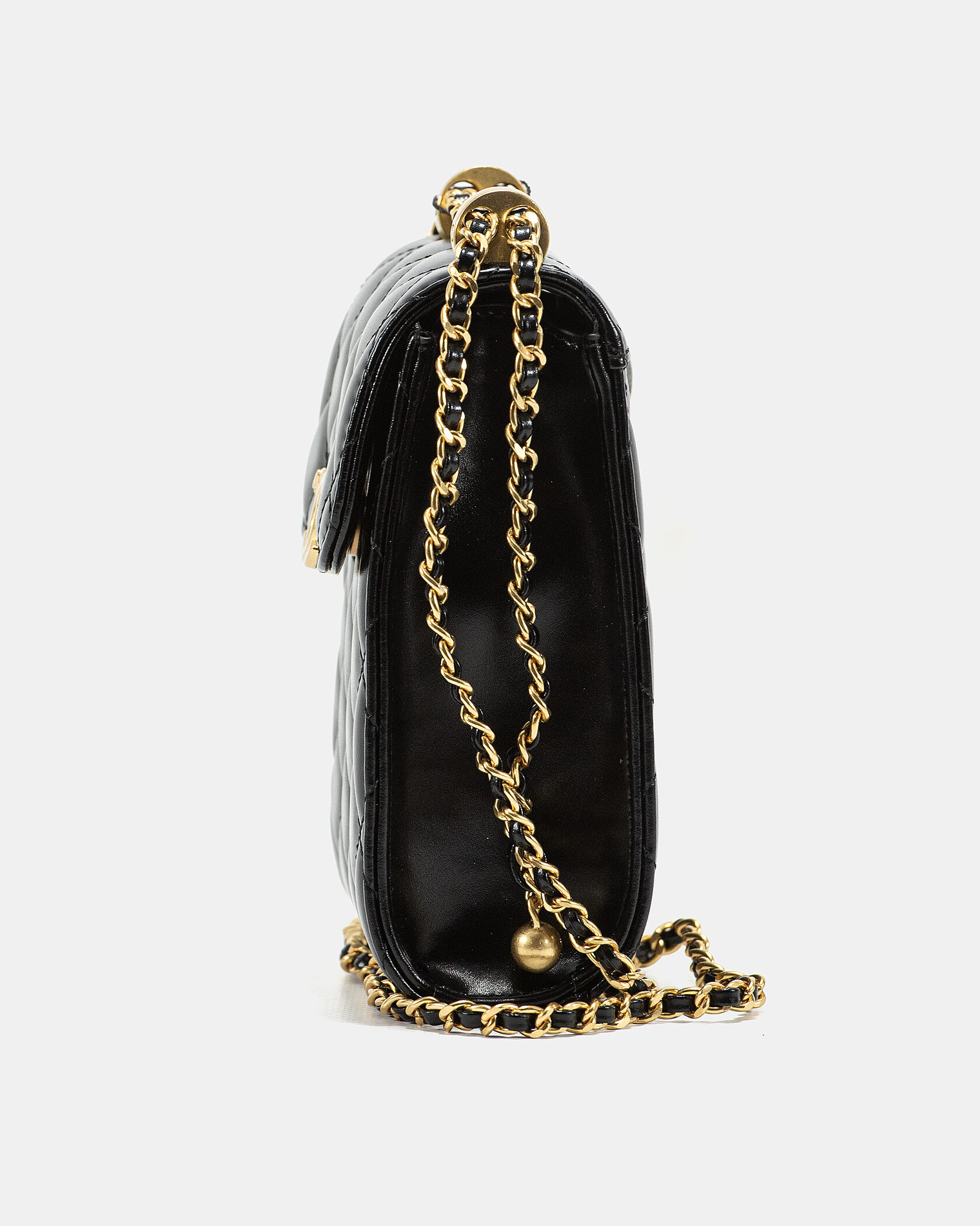 Chanel Pearl Crush Phone Case With Chain Lambskin Black - 7
