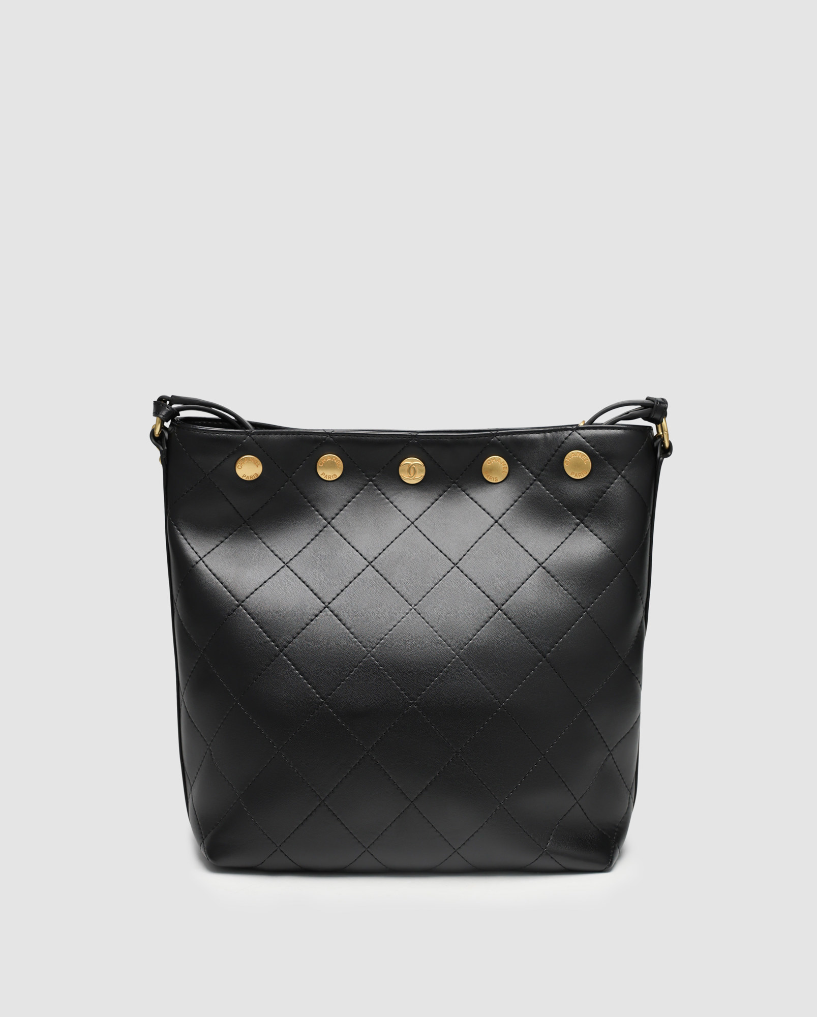 Chanel Quilted Drawstring Bag in Black/Gold - 2