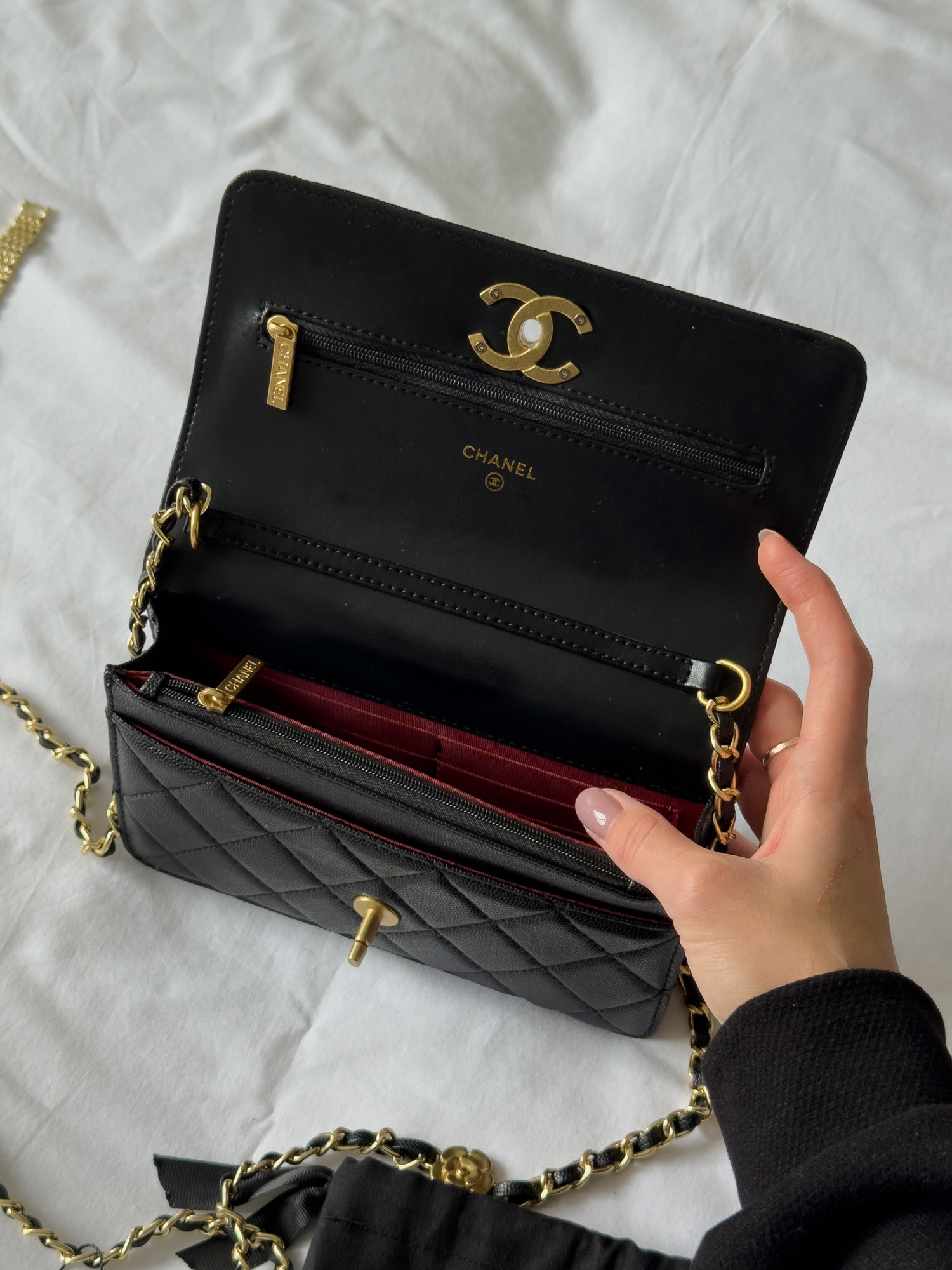 Chanel Shoulder Bag Black/Gold Caviar магнітна коробка - 9