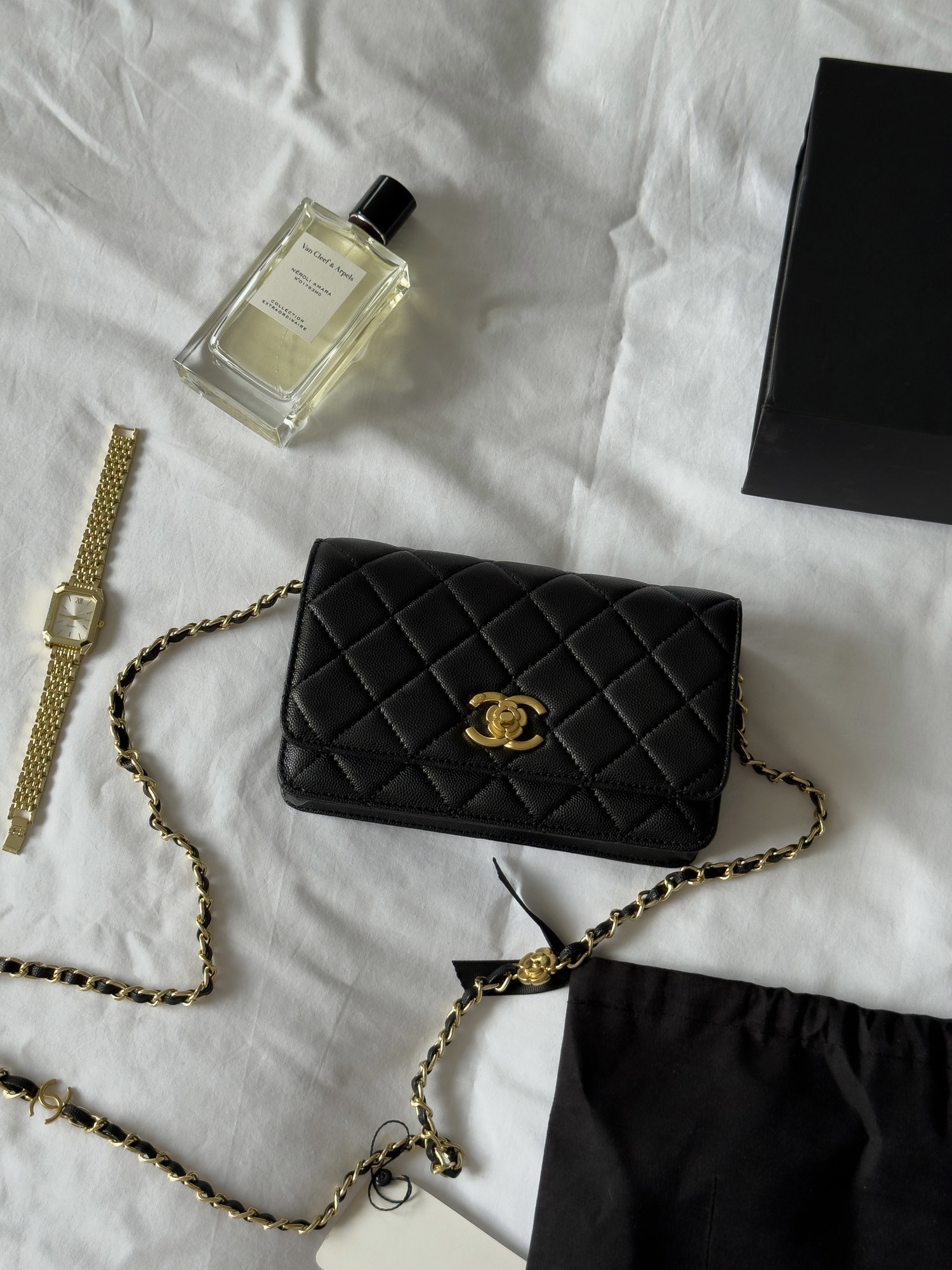 Chanel Shoulder Bag Black/Gold Caviar магнітна коробка - 7