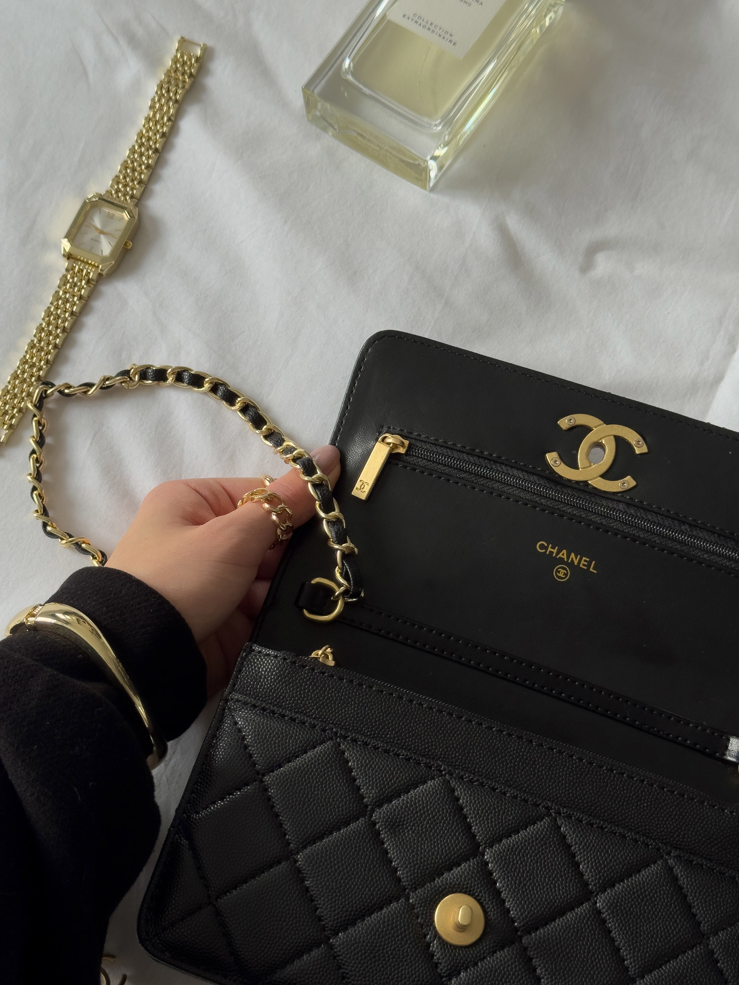 Chanel Shoulder Bag Black/Gold Caviar магнітна коробка - 3