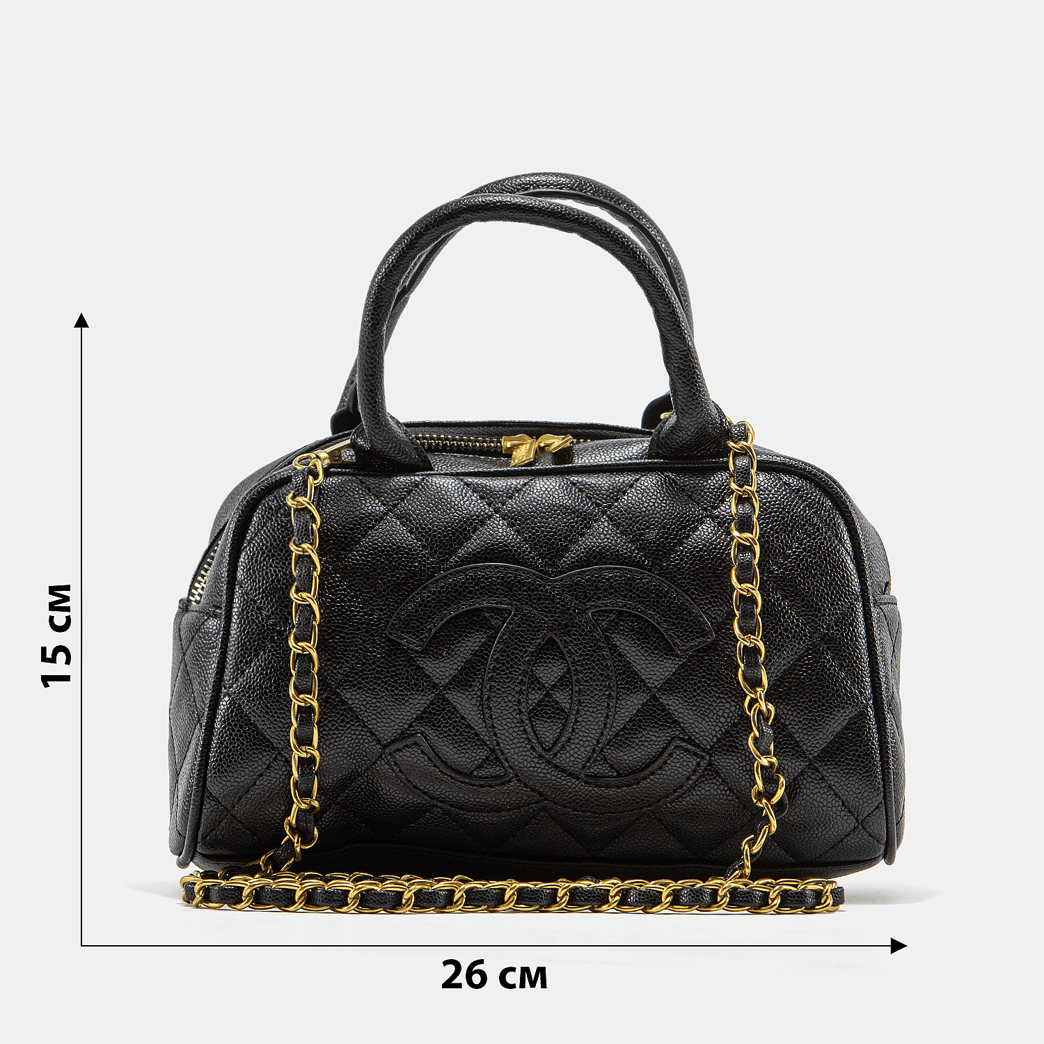 Chanel Small Bowling Bag in Black Caviar Leather - 3