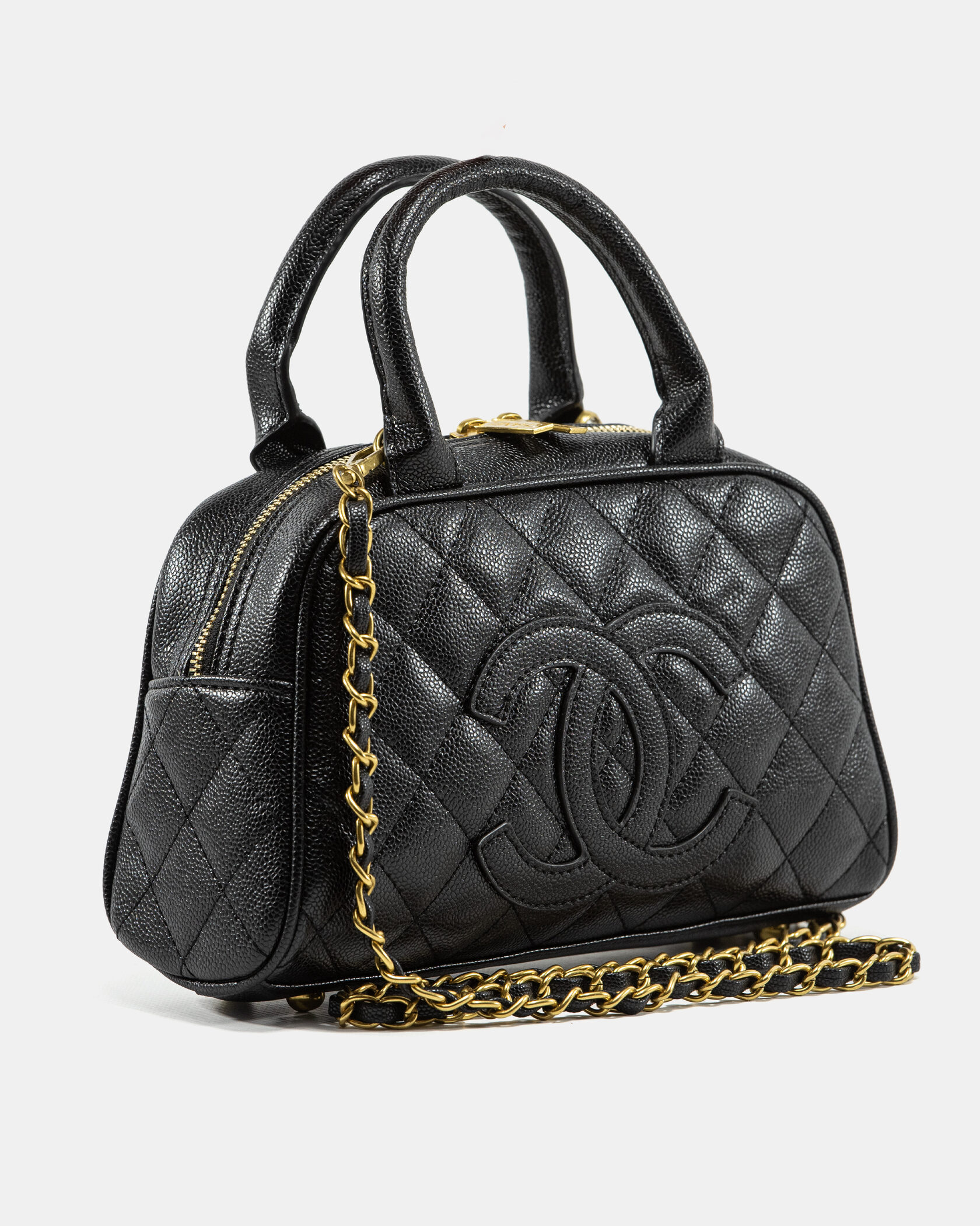 Chanel Small Bowling Bag in Black Caviar Leather - 5