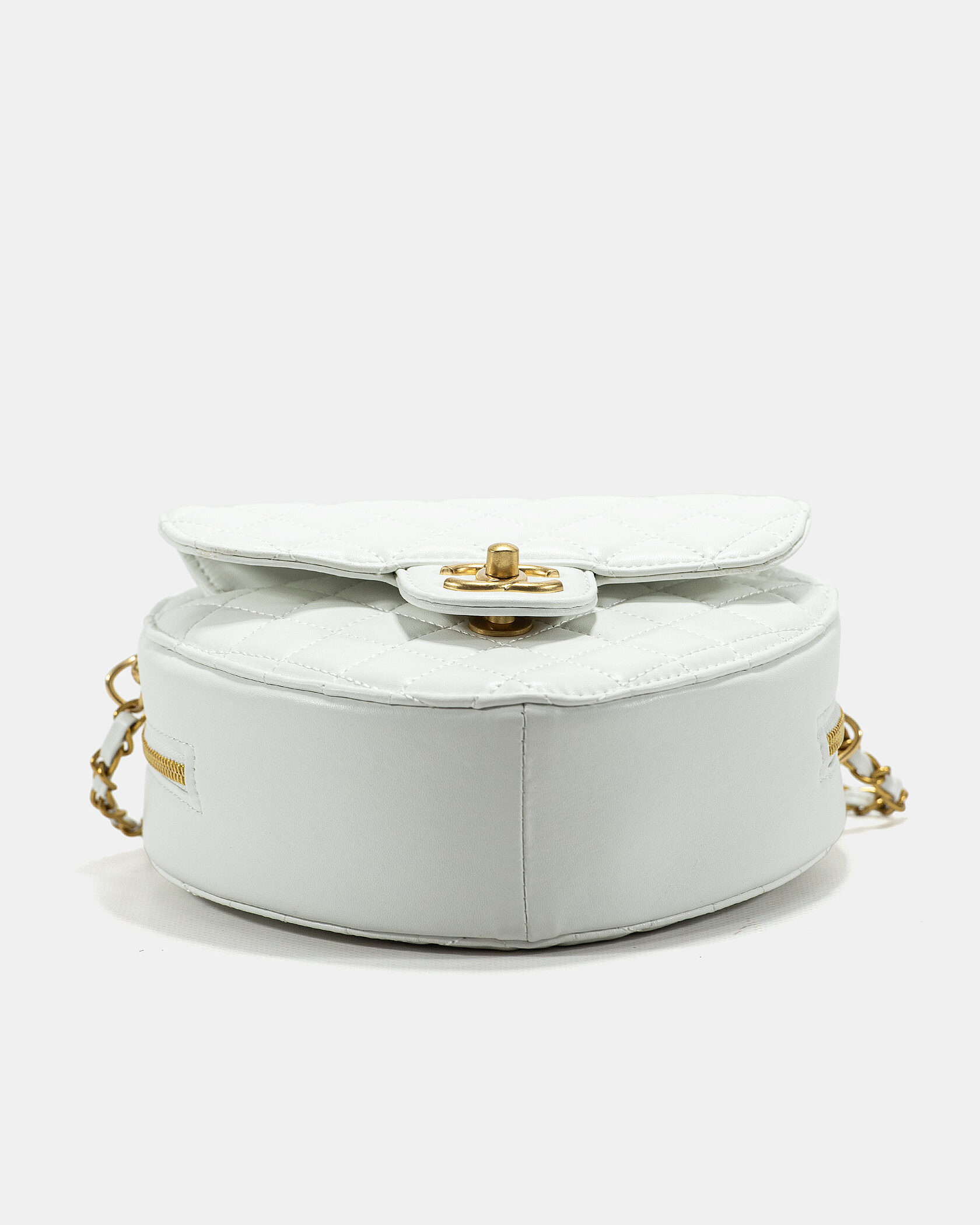 Chanel Small Heart Crossbody Bag in White Lambskin - 11