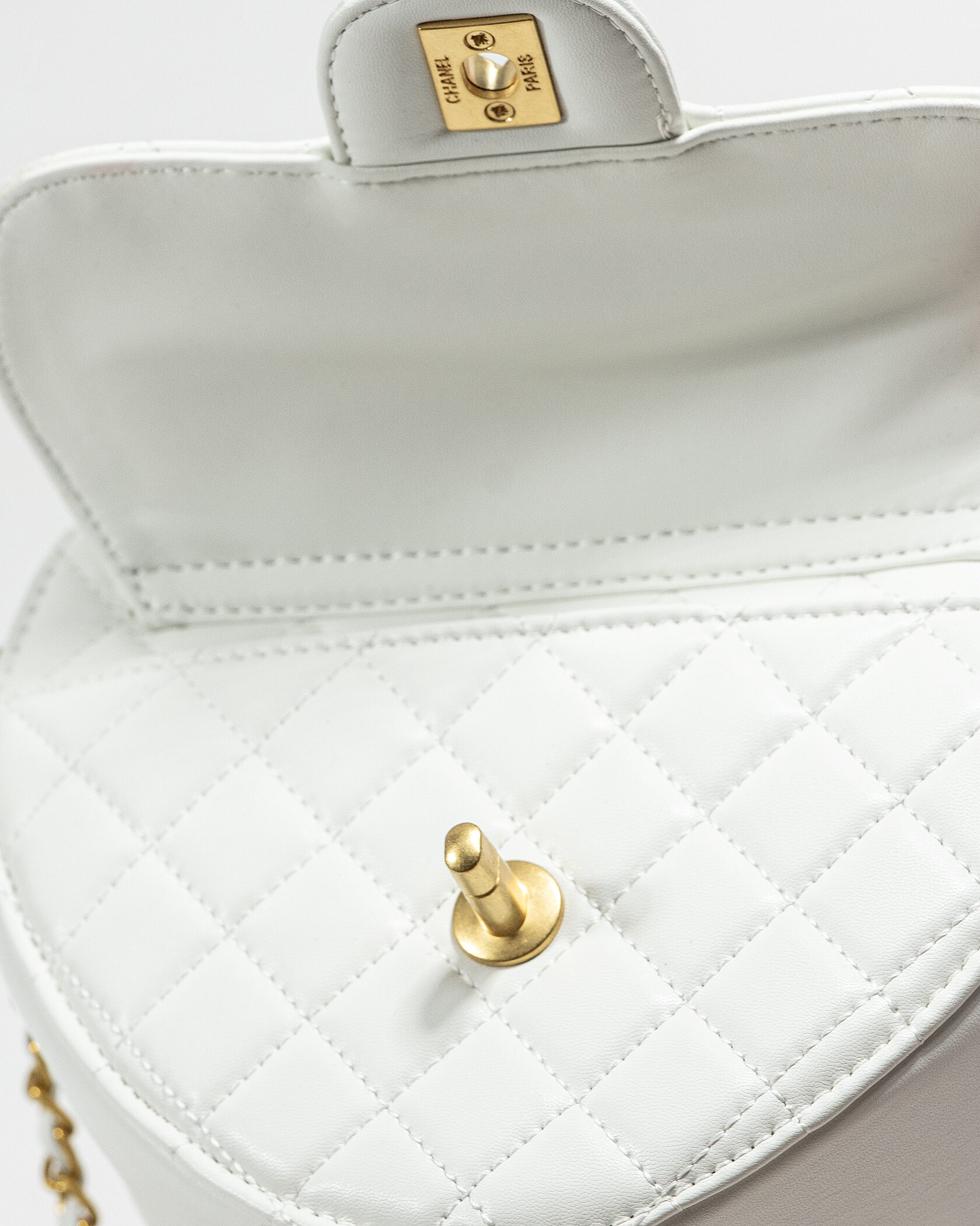 Chanel Small Heart Crossbody Bag in White Lambskin - 12