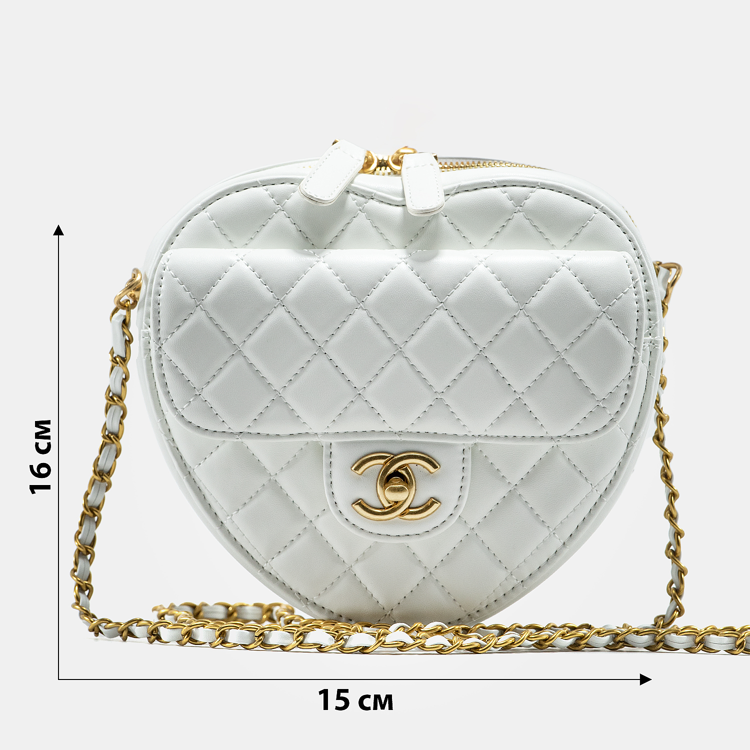 Chanel Small Heart Crossbody Bag in White Lambskin - 3