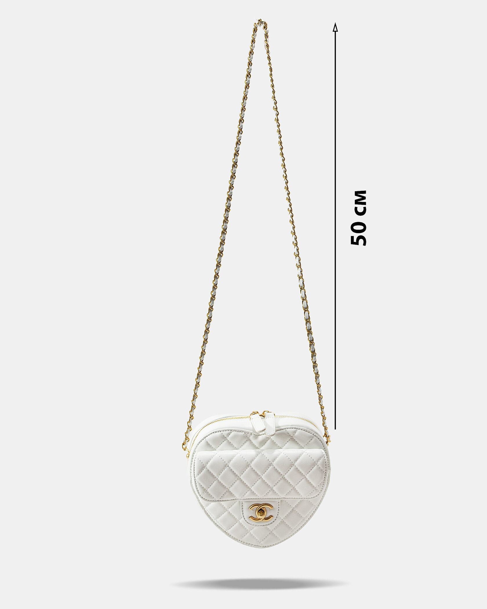 Chanel Small Heart Crossbody Bag in White Lambskin - 4