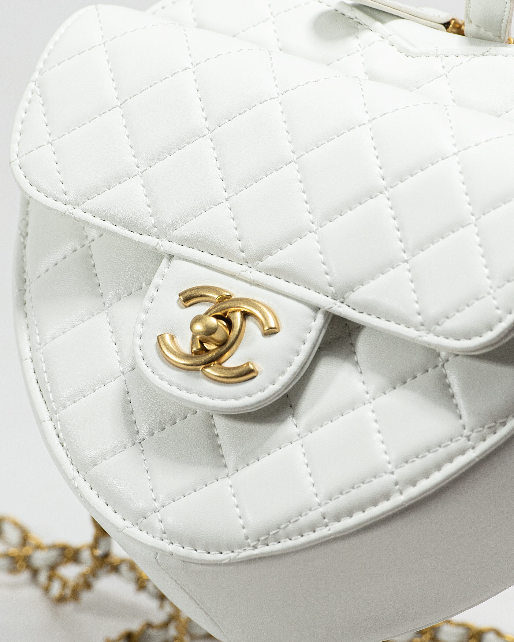 Chanel Small Heart Crossbody Bag in White Lambskin - 6