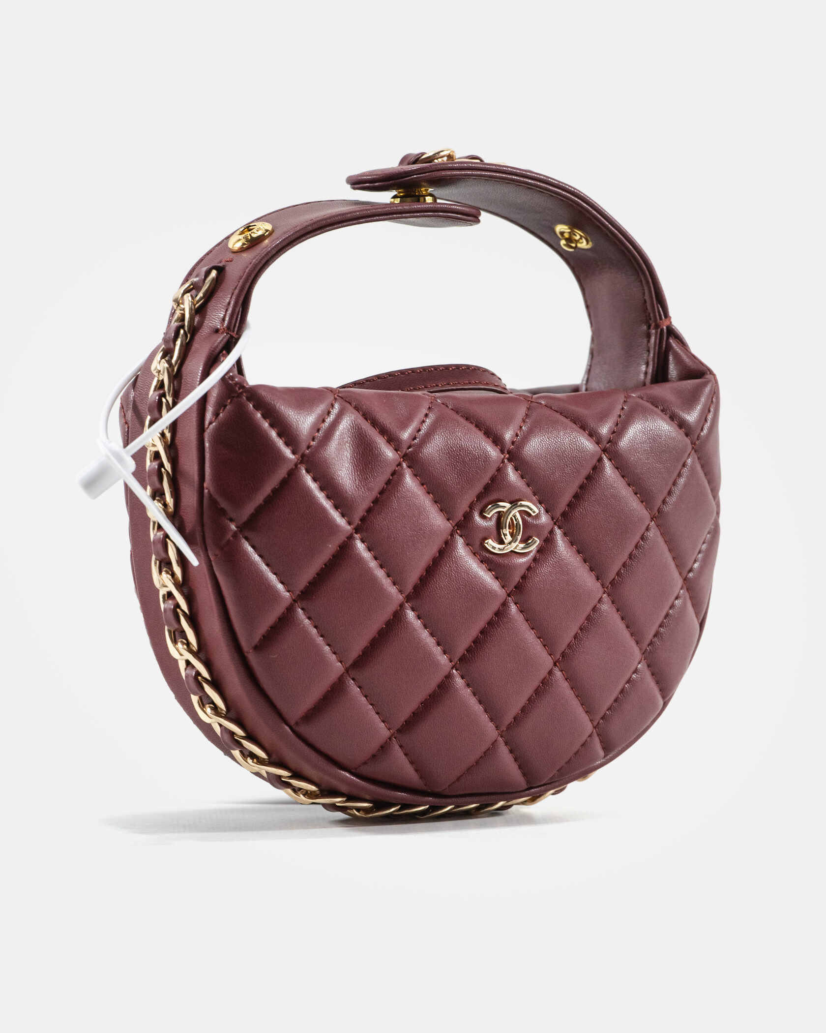 Chanel Small Hobo Bag Burgundy Lambskin with Gold-Tone Metal - 4