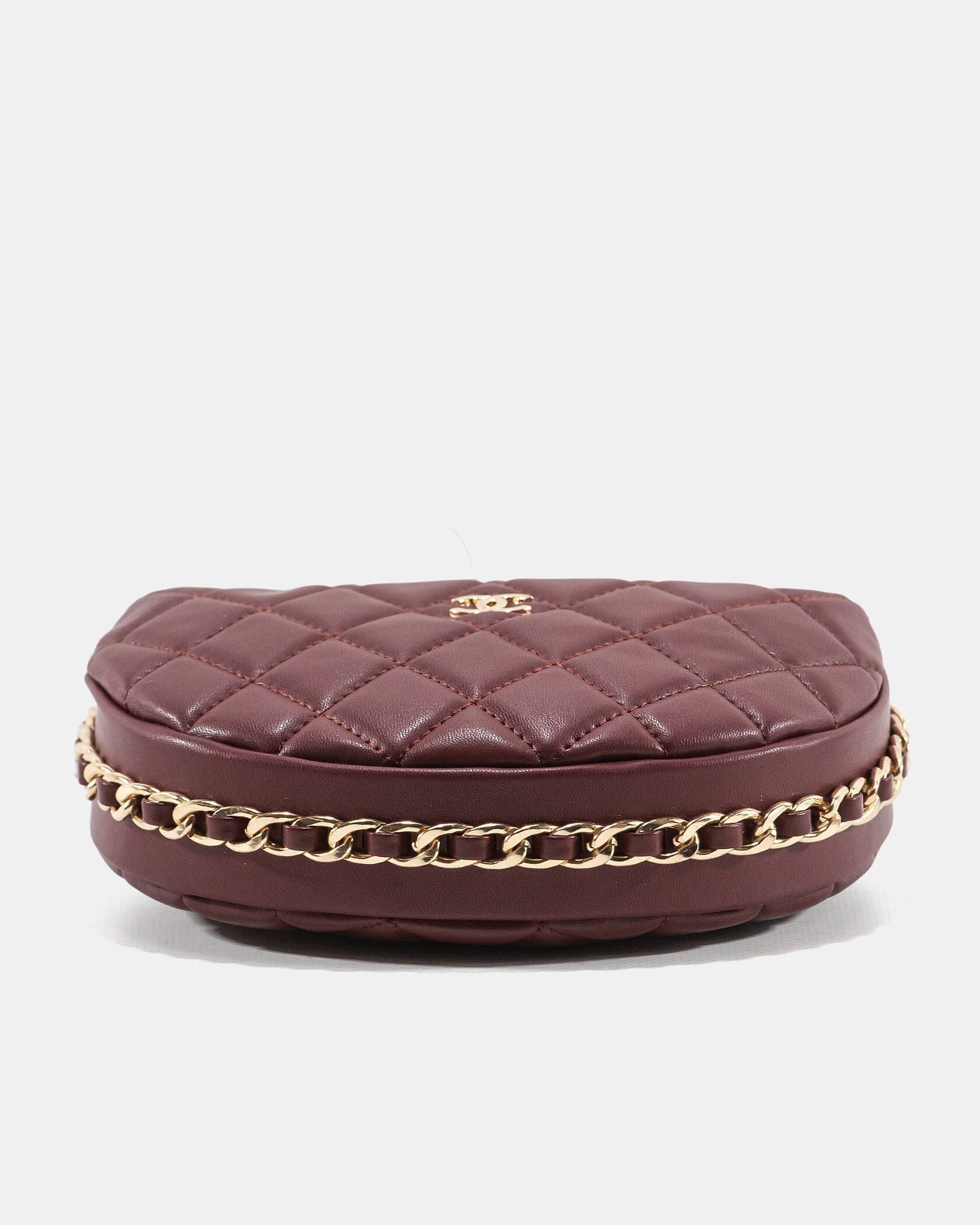 Chanel Small Hobo Bag Burgundy Lambskin with Gold-Tone Metal - 8
