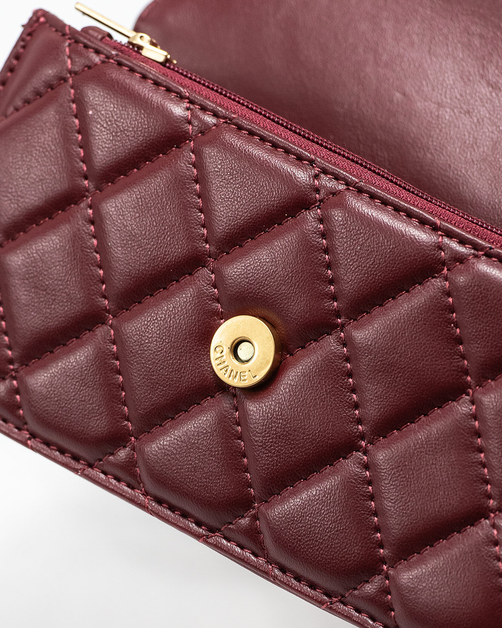 Chanel Small Perfect Fit Bag in Burgundy Lambskin - 11