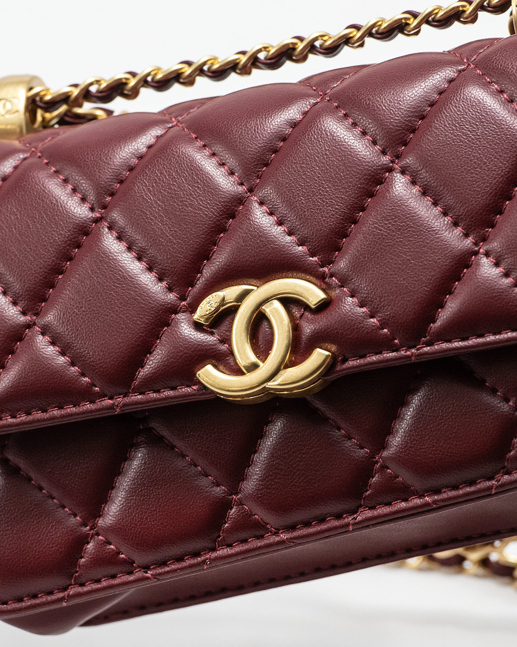 Chanel Small Perfect Fit Bag in Burgundy Lambskin - 9