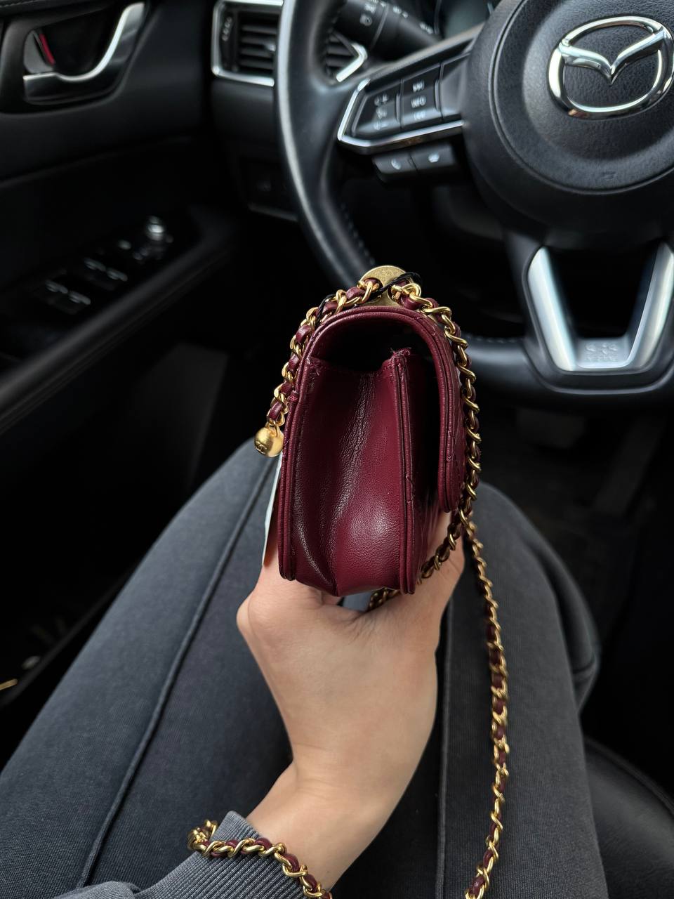 Chanel Trendy CC Wallet On Chain Lambskin Burgundy/Gold - 10