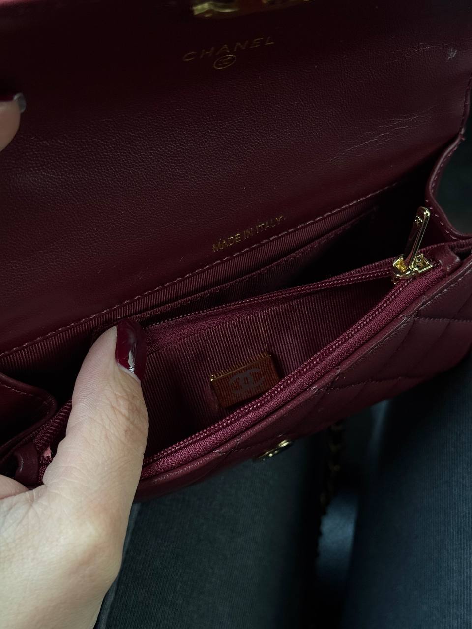 Chanel Trendy CC Wallet On Chain Lambskin Burgundy/Gold - 16