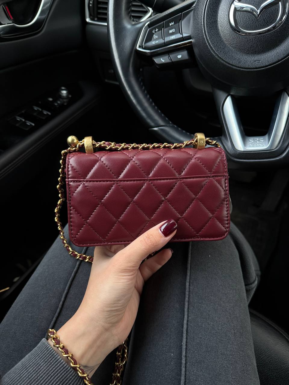 Chanel Trendy CC Wallet On Chain Lambskin Burgundy/Gold - 8