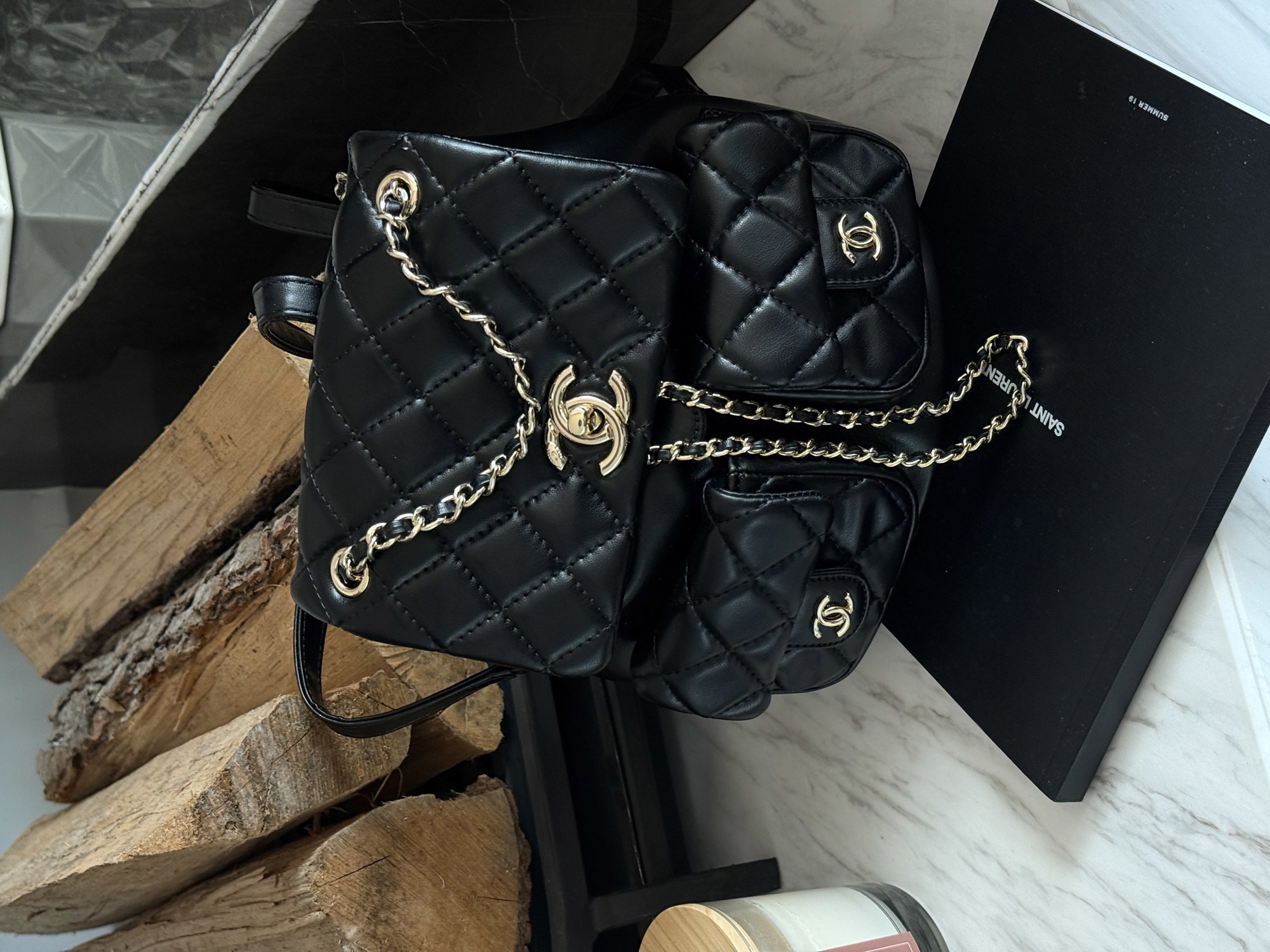 Chanel Two-Pocket Duma Backpack Black Магнітна Коробка - 4