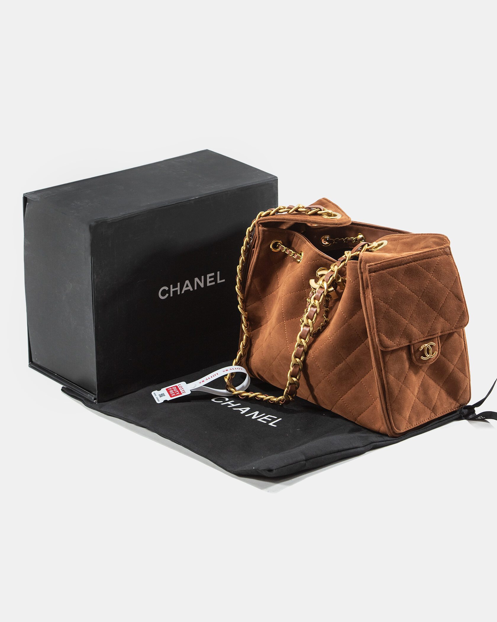 Chanel Vintage CC Logo Quilted Suede Flap Shoulder Bag Brown - 2