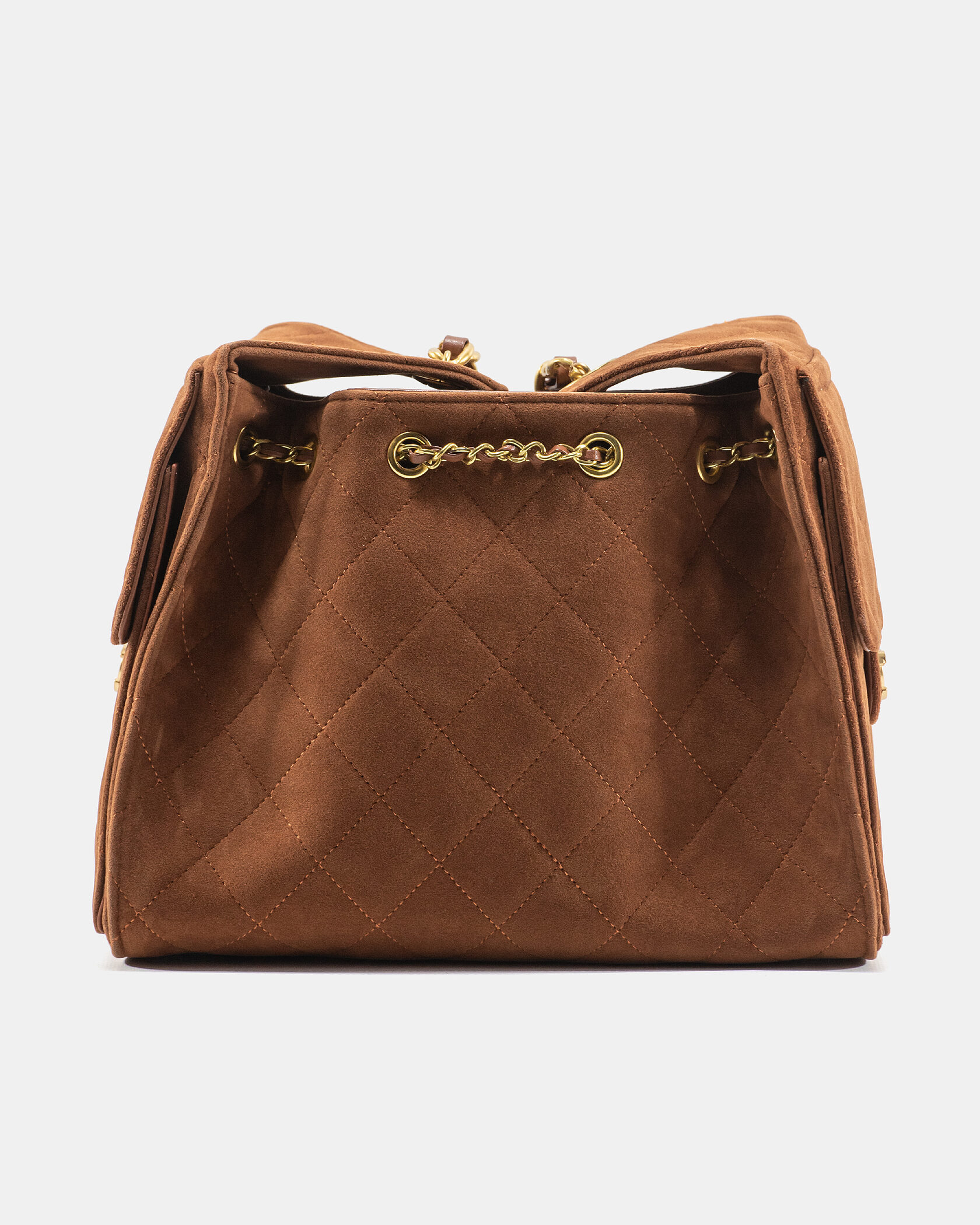 Chanel Vintage CC Logo Quilted Suede Flap Shoulder Bag Brown - 8