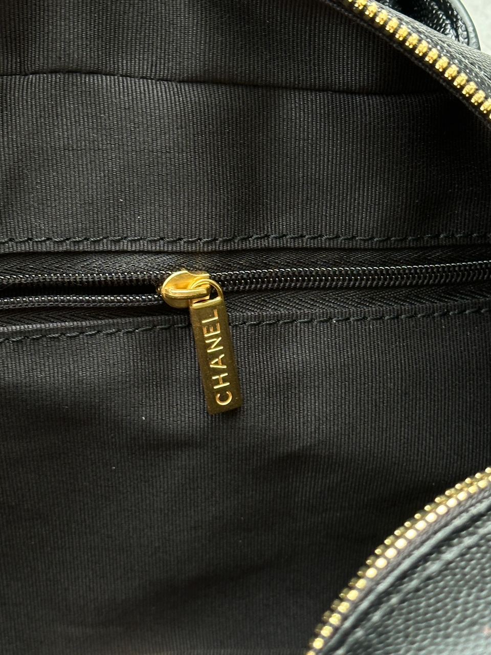 Chanel Vintage CC Quilted Caviar Bowling Bag Black - 8