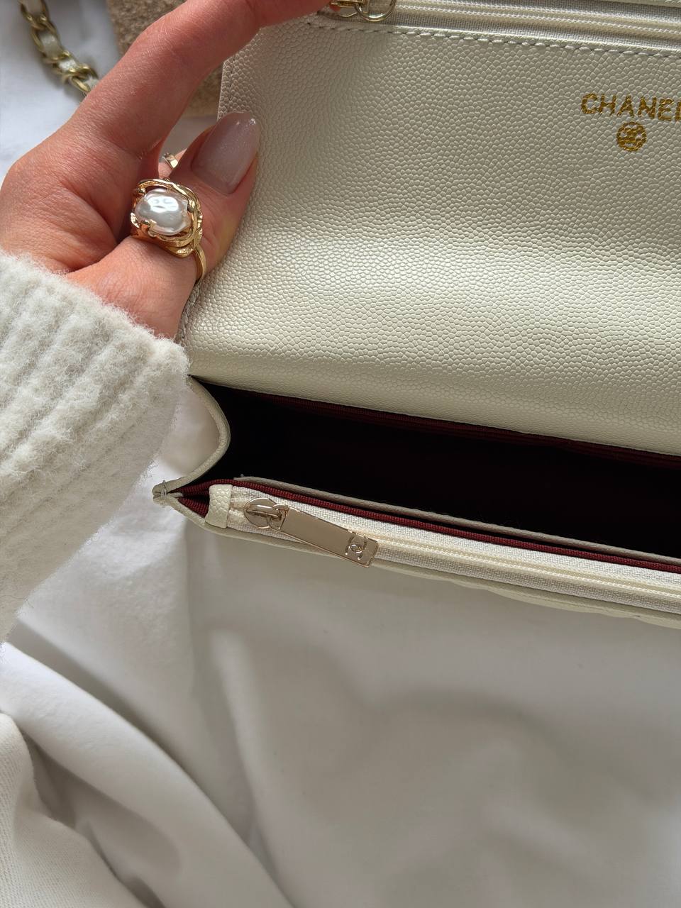 Chanel Wallet on Chain White/Gold - 15