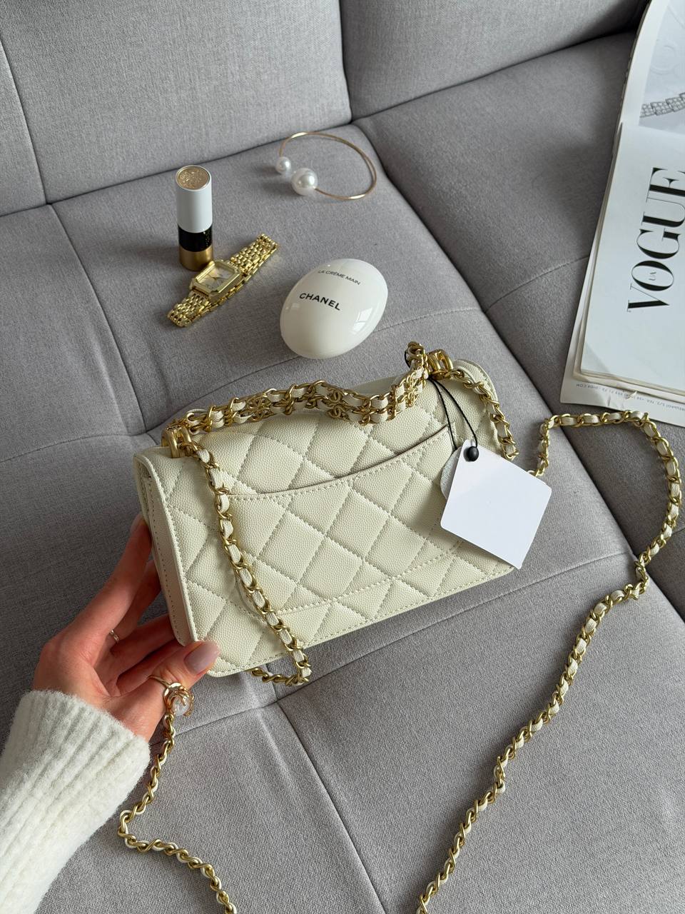 Chanel Wallet on Chain White/Gold - 9