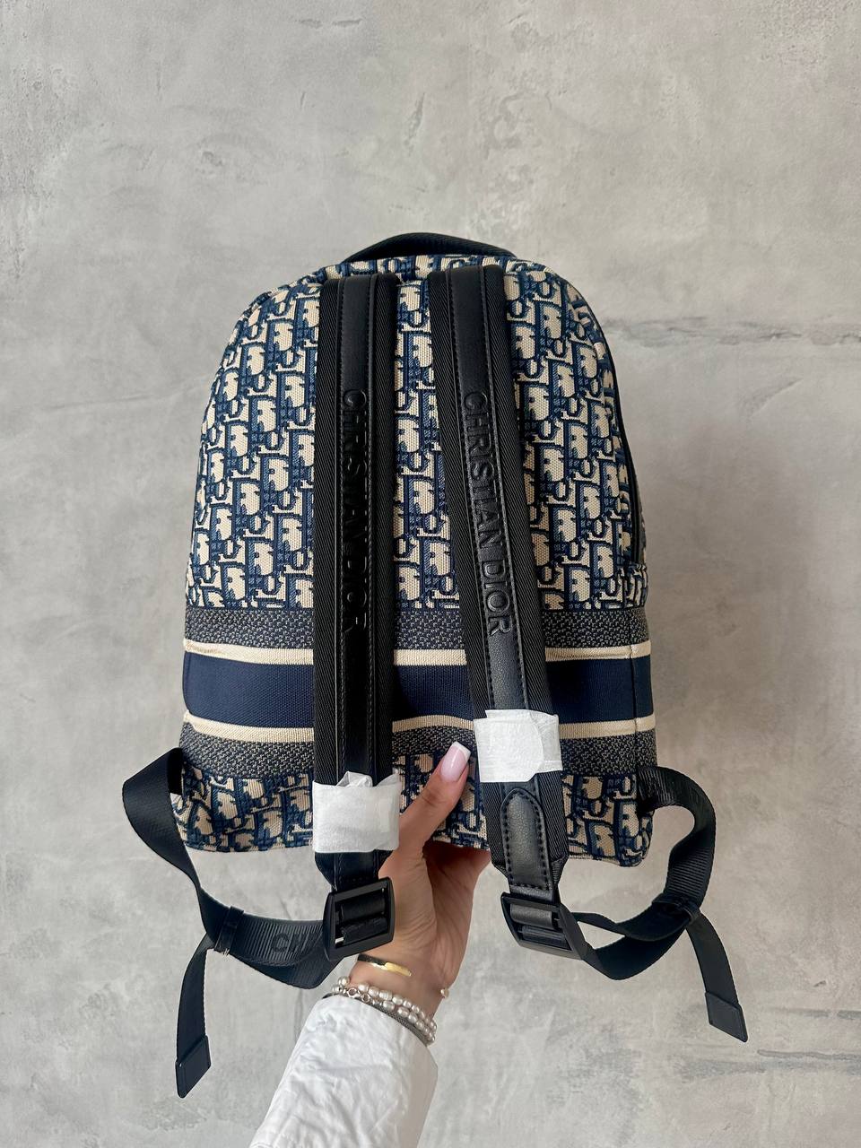 Christian Dio rTravel Backpack in Dior Oblique Jacquard Blue - 8