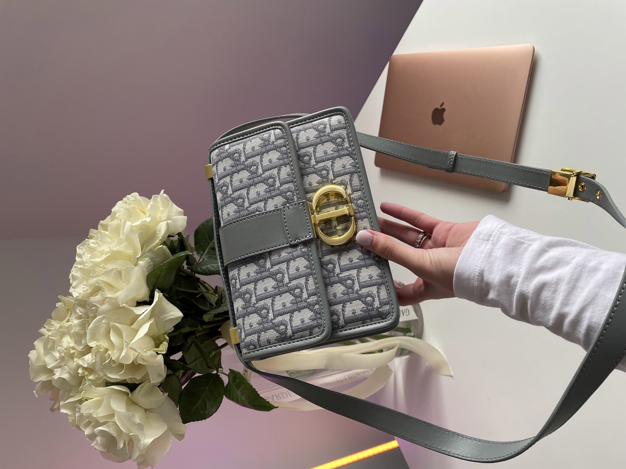 Christian Dior 30 Montaigne Chain Bag Grey Dior Oblique Jacquar - 12