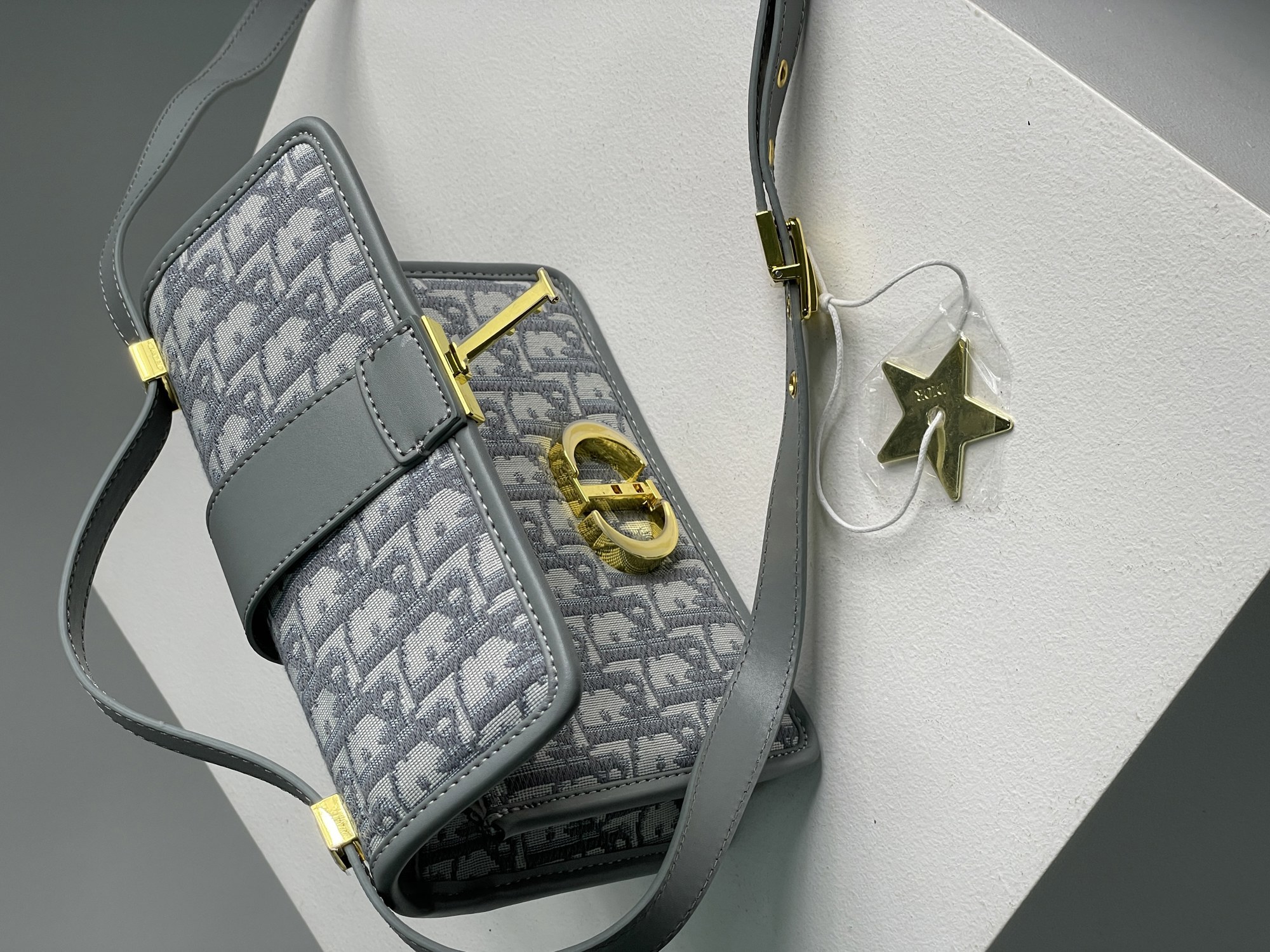 Christian Dior 30 Montaigne Chain Bag Grey Dior Oblique Jacquar - 10