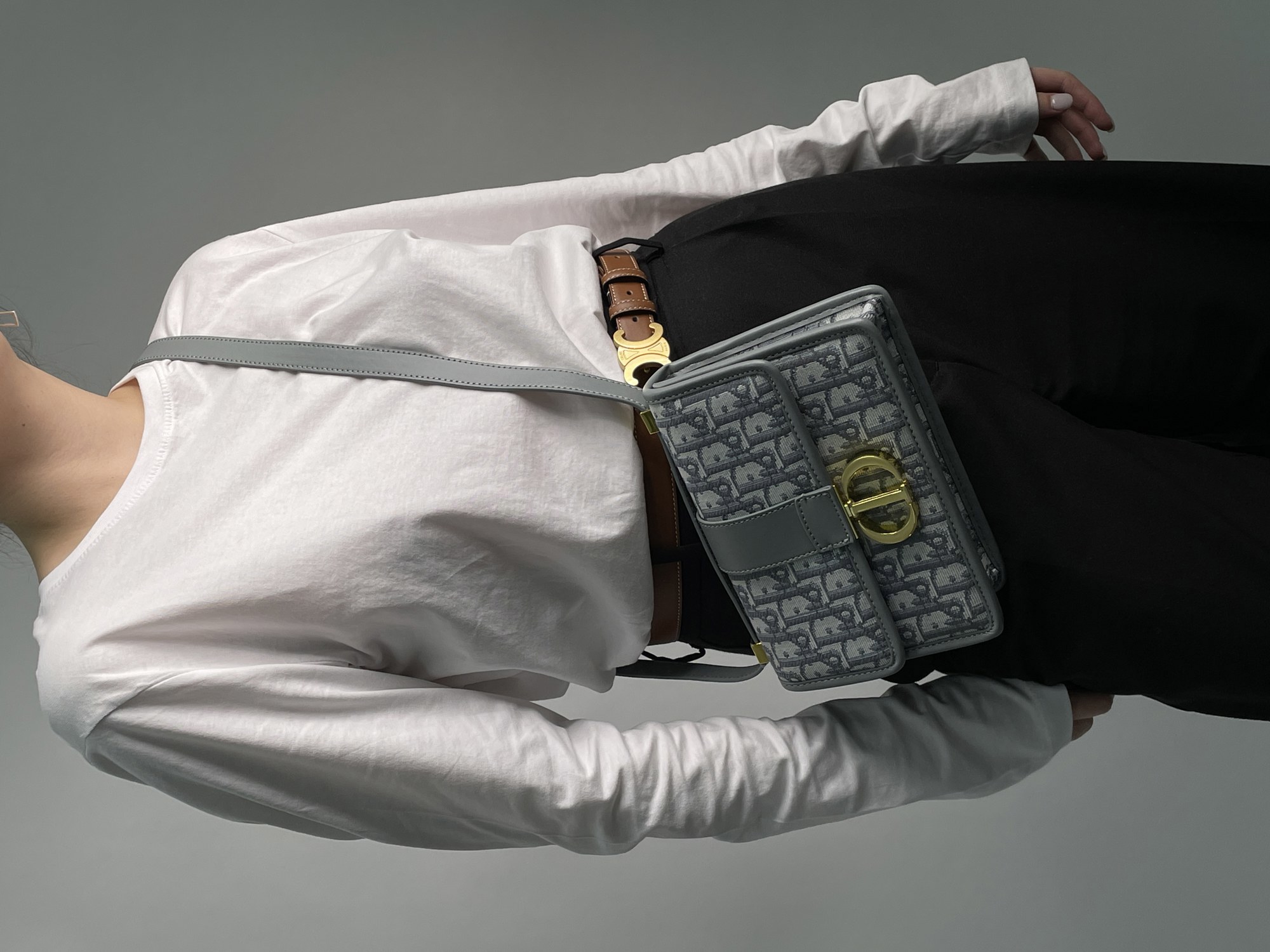 Christian Dior 30 Montaigne Chain Bag Grey Dior Oblique Jacquar - 15