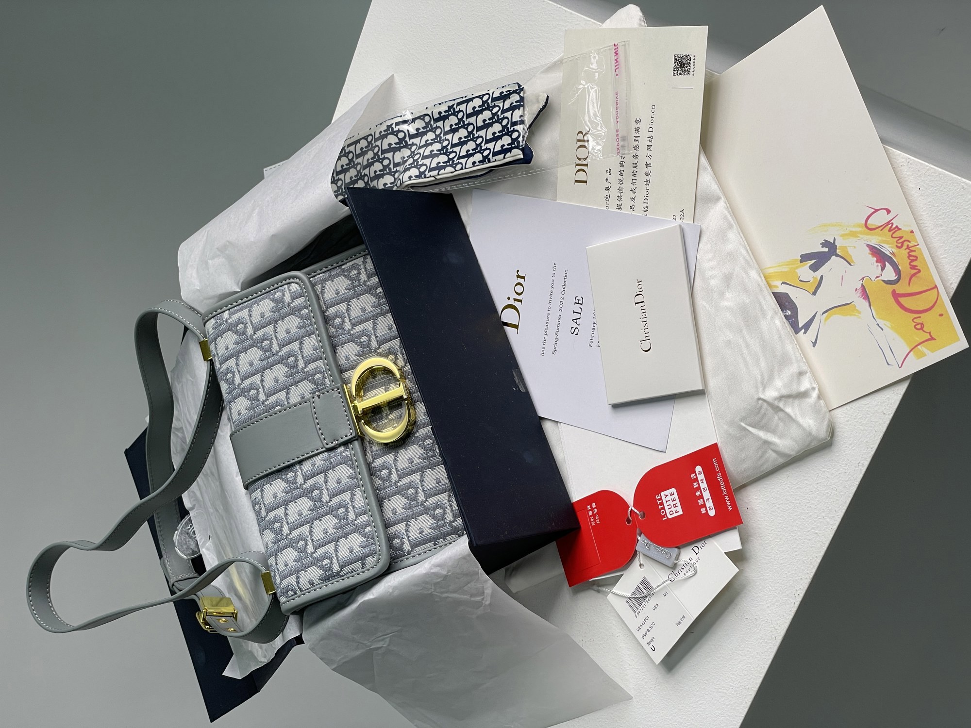 Christian Dior 30 Montaigne Chain Bag Grey Dior Oblique Jacquar - 2