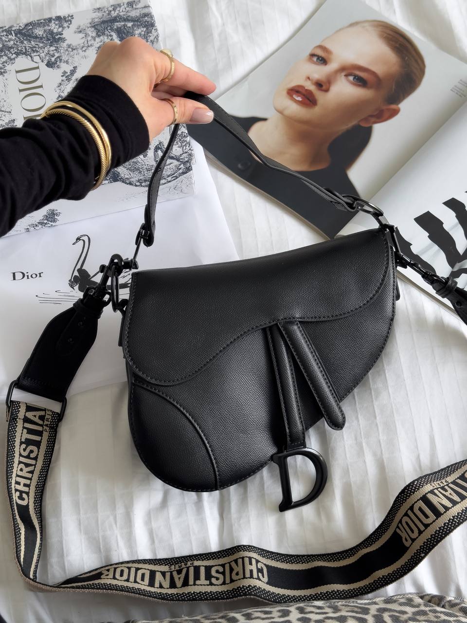 Christian Dior Black Leather Saddle Bag - 3