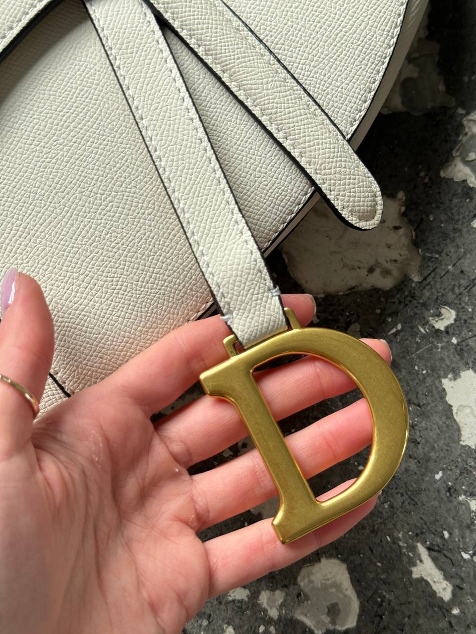 Christian Dior Cream Leather Saddle Bag - 5