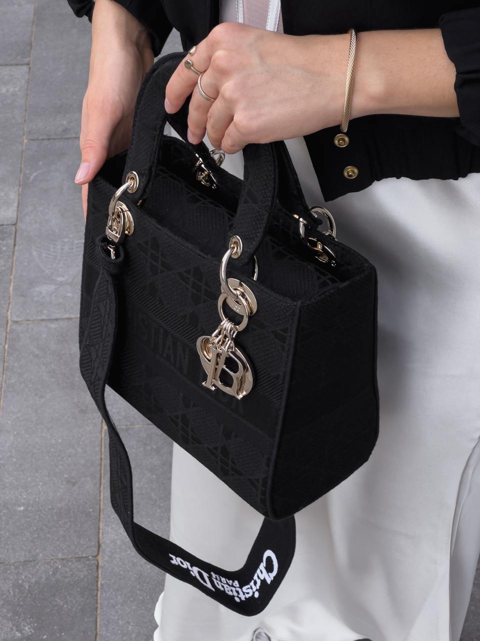 Christian Dior Latte Ultramatte Cannage Calfskin Mini Lady Dior Black - 13