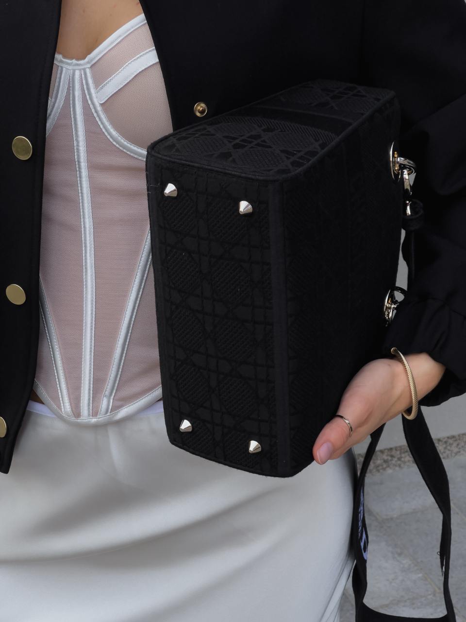 Christian Dior Latte Ultramatte Cannage Calfskin Mini Lady Dior Black - 17