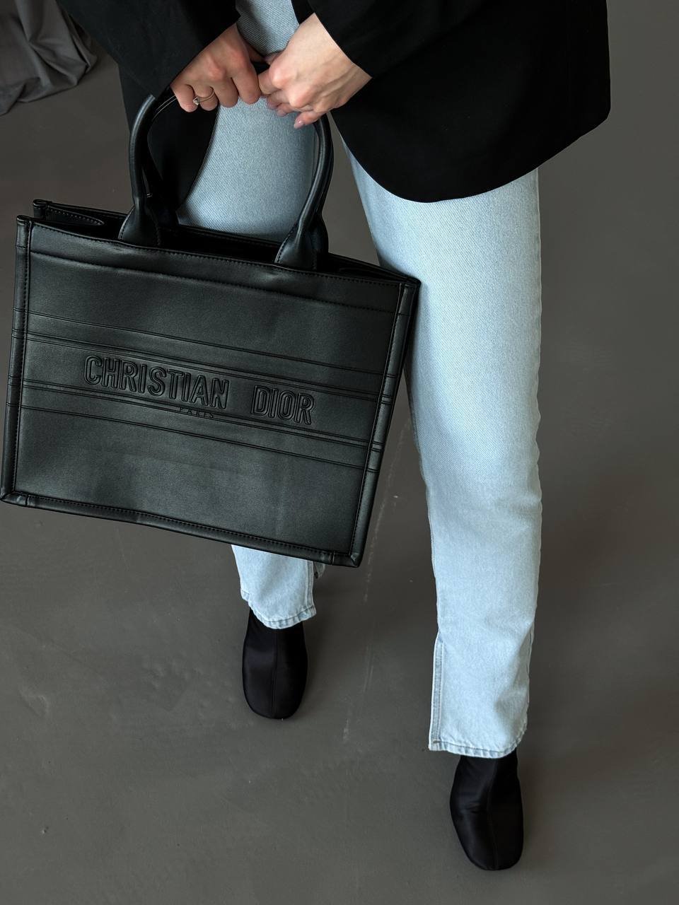 Christian Dior Medium Book Tote Black Calfskin - 2