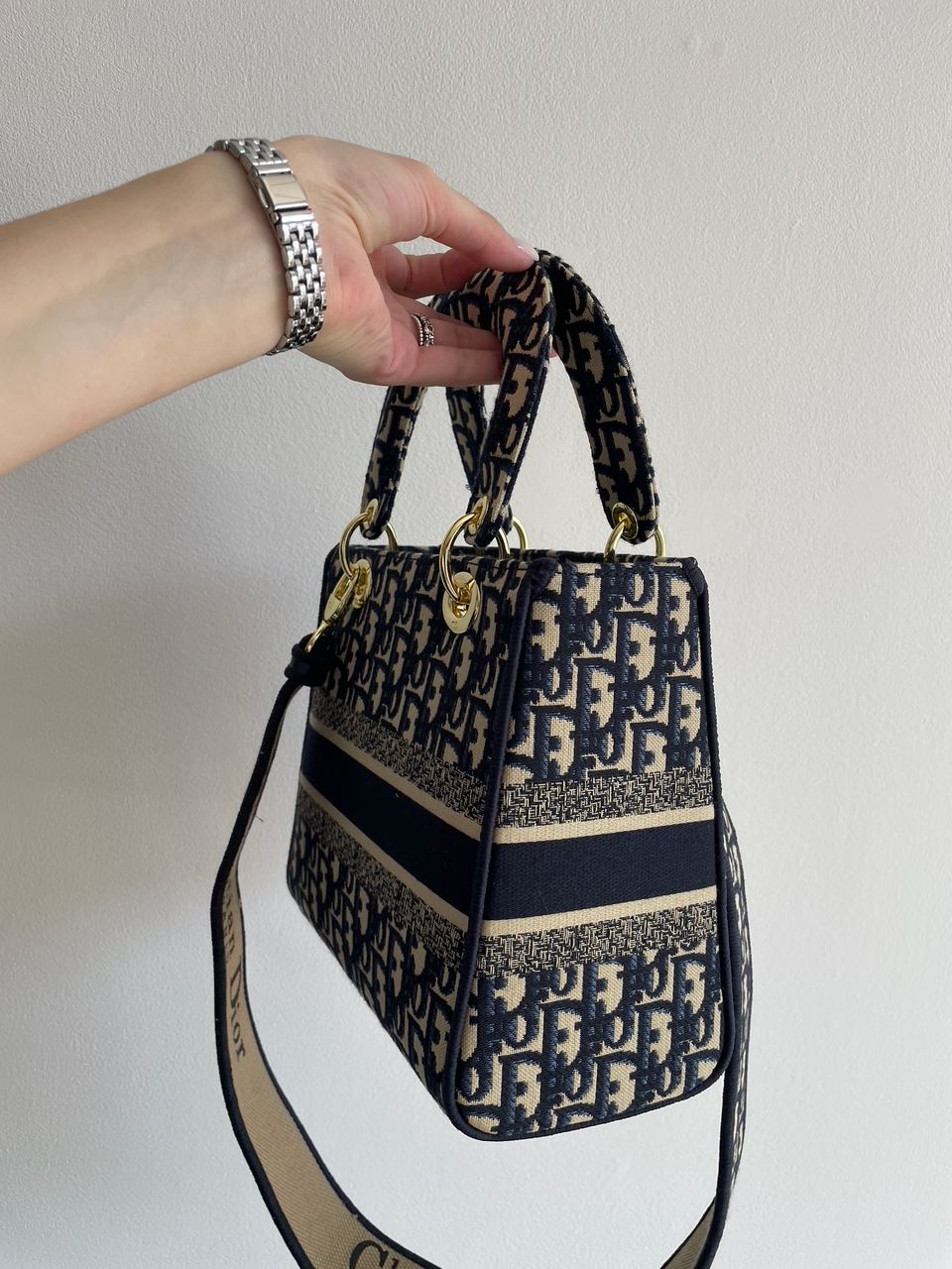 Christian Dior Medium Lady D-Lite Bag Blue/Beige - 13