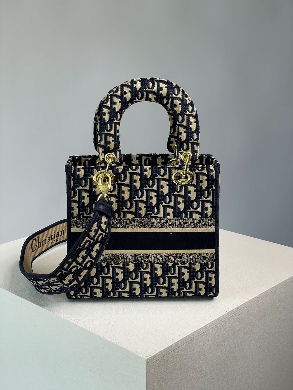 Christian Dior Medium Lady D-Lite Bag Blue/Beige - 15