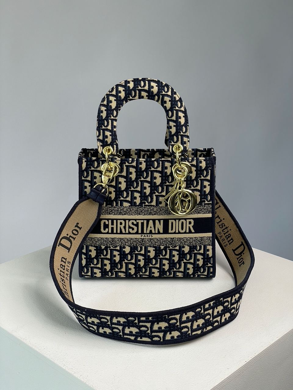 Christian Dior Medium Lady D-Lite Bag Blue/Beige - 3