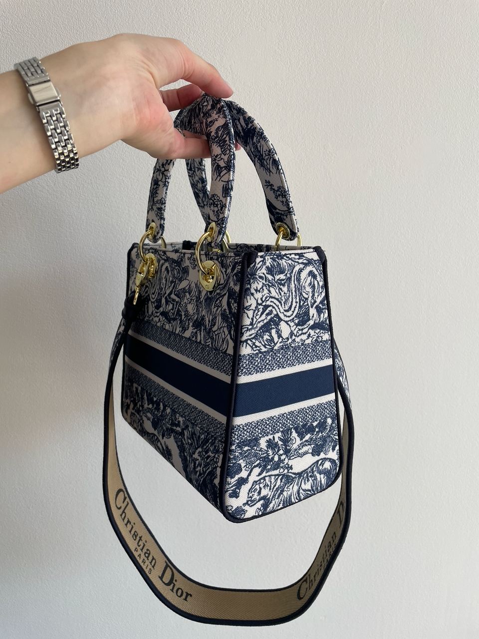 Christian Dior Medium Lady D-Lite Bag Blue/White - 14