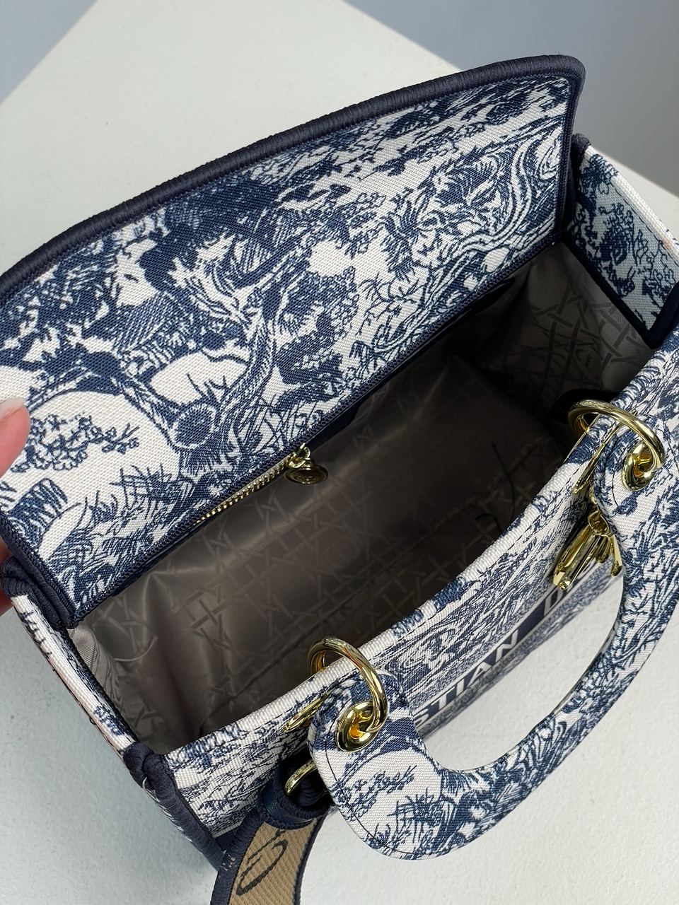 Christian Dior Medium Lady D-Lite Bag Blue/White - 19